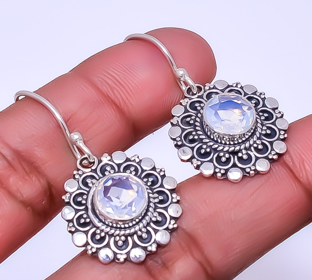 Milky Opal 925 Sterling Silver Bali Earring 1.33