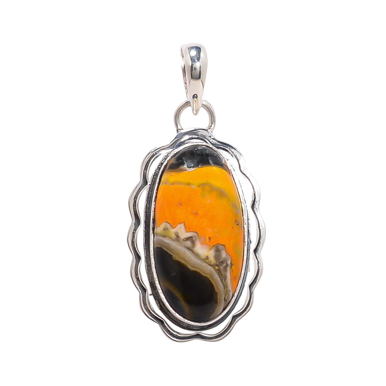 Bumble Bee Jasper - Indonesia 925 Solid Sterling Silver Pendant
