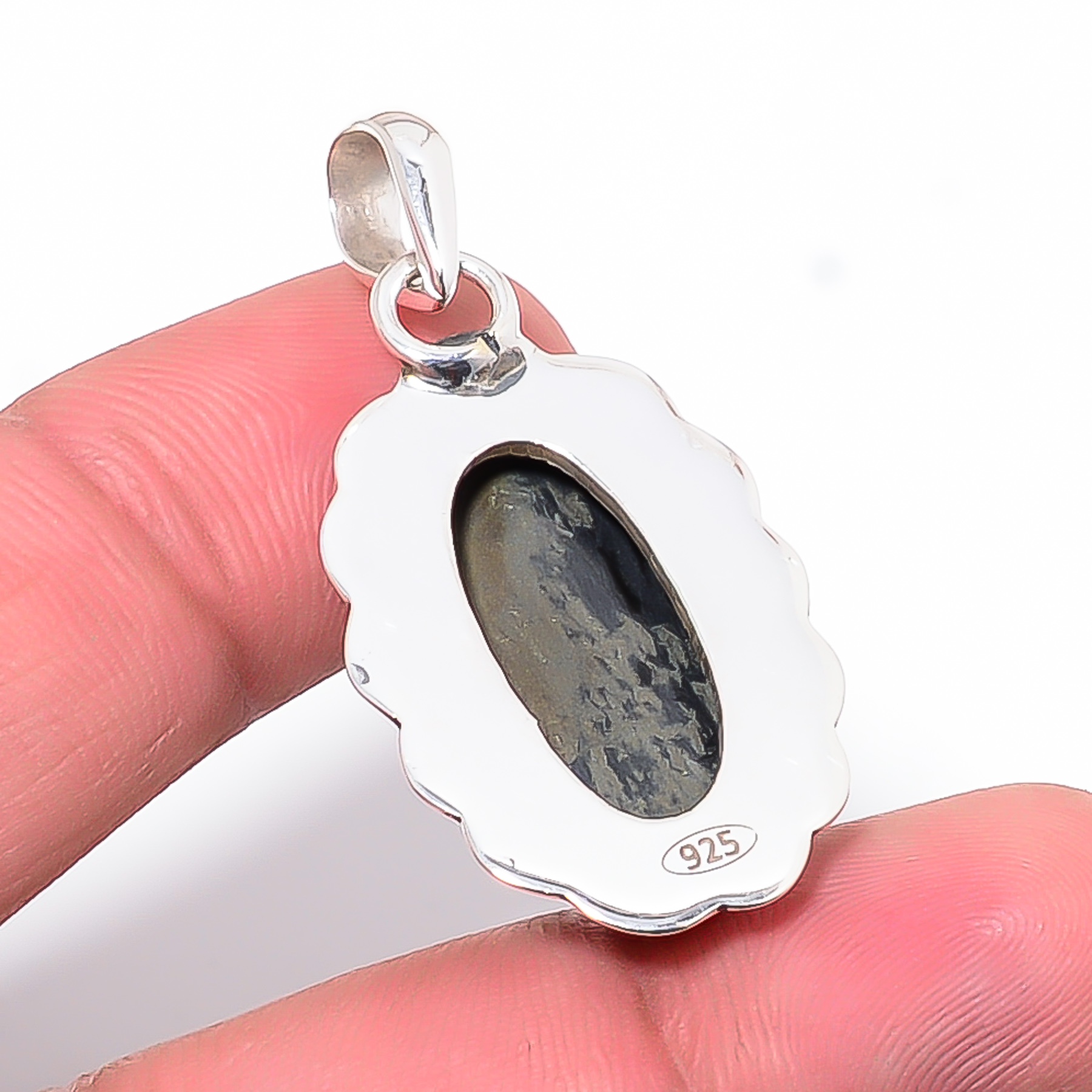 Healer'S Gold Pyrite In Magnetite 925 Solid Sterling Silver Pendant