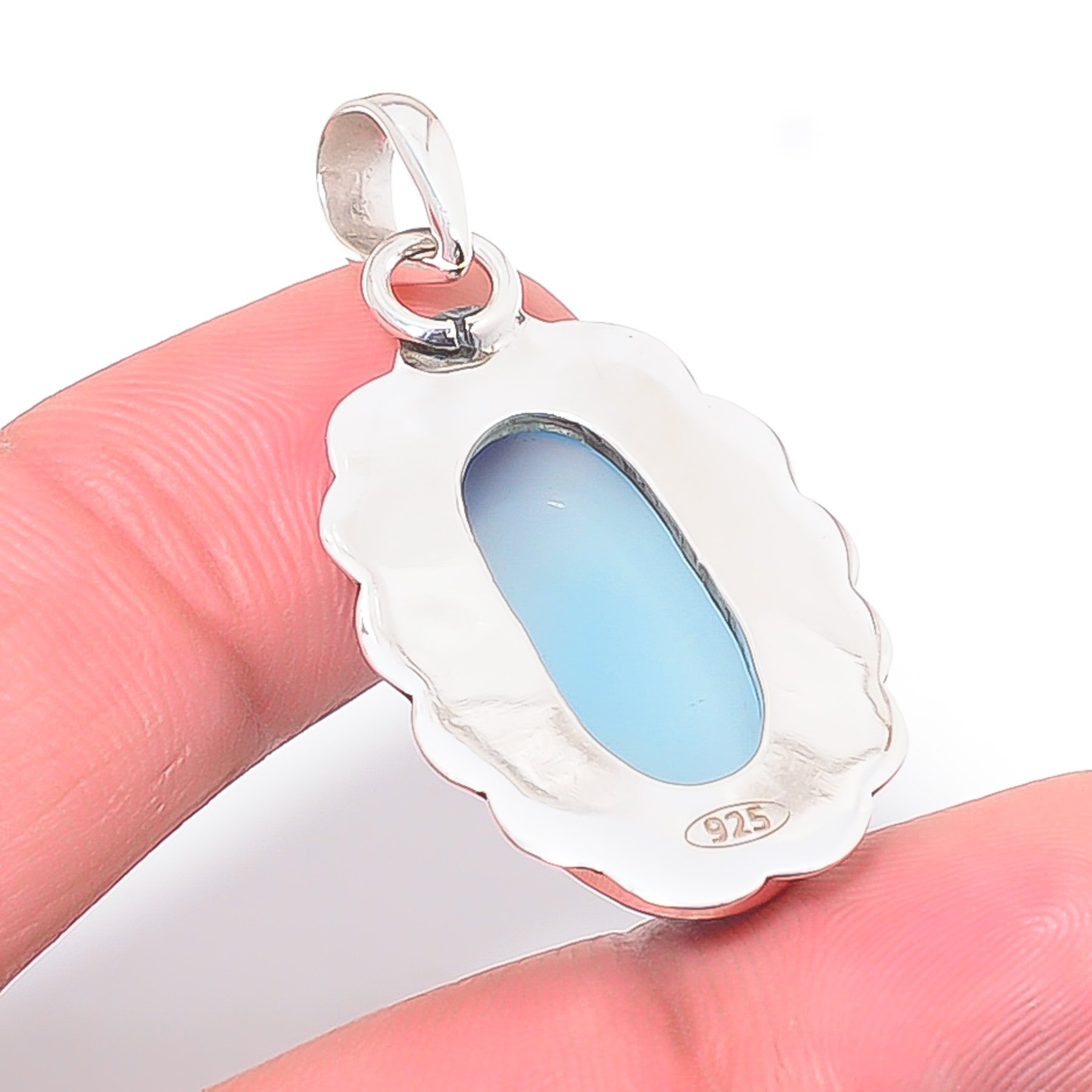 Chalcedony - Brazil 925 Solid Sterling Silver Pendant