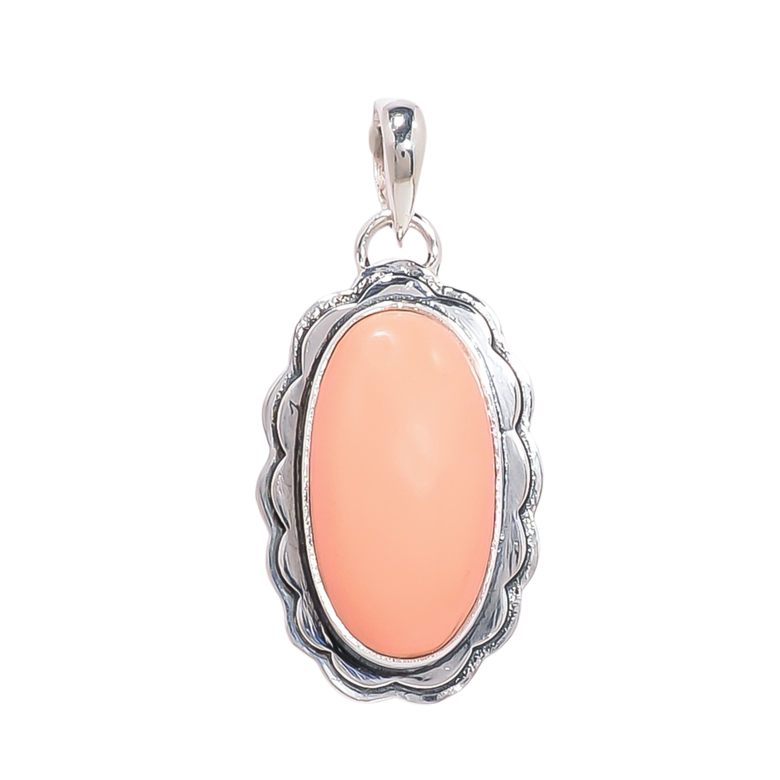Pink Opal - Simulated 925 Solid Sterling Silver Pendant