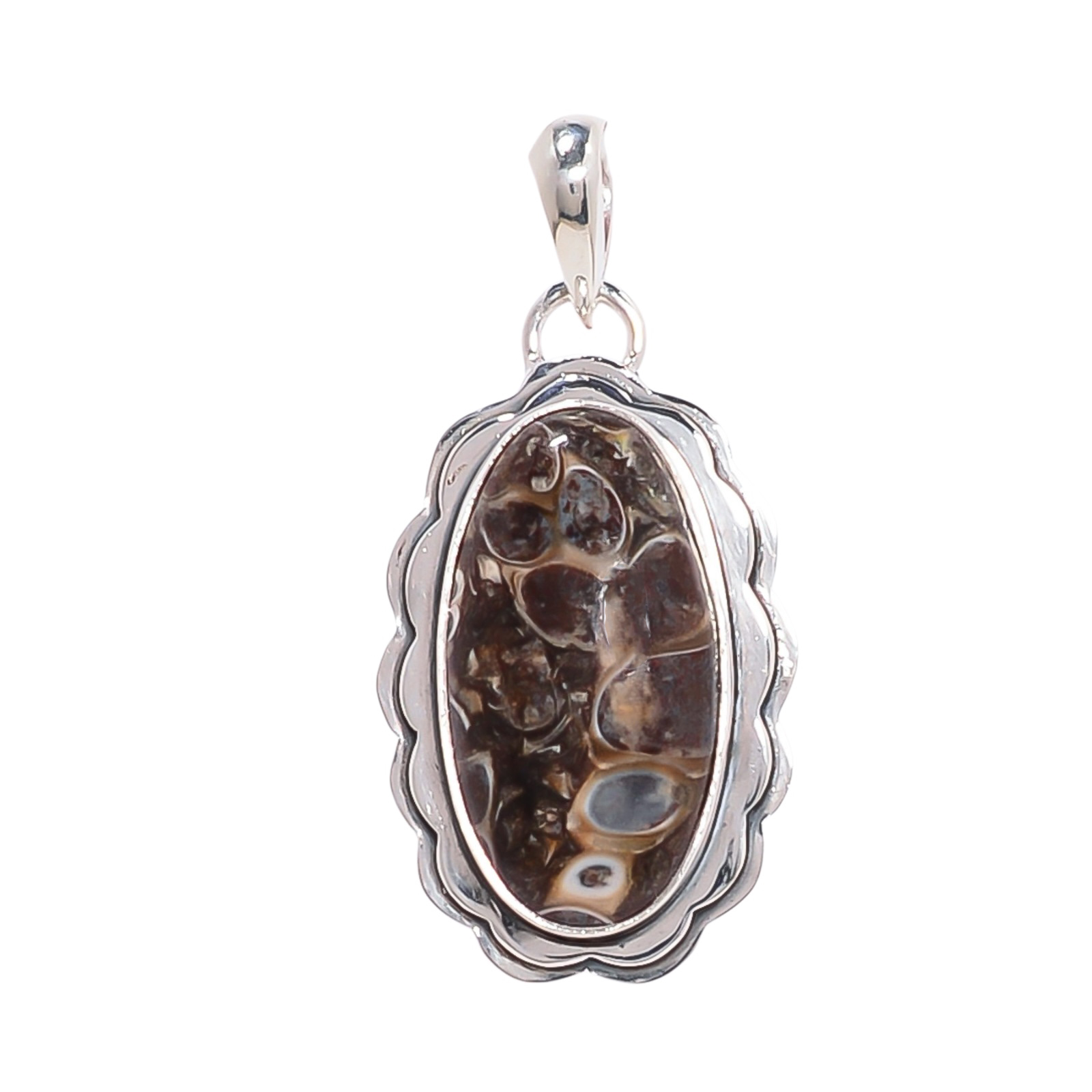 Turritella Agate - Wyoming 925 Solid Sterling Silver Pendant