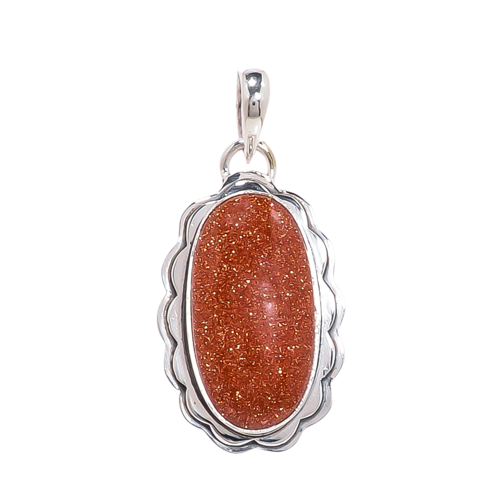 Golden Sunstone - Simulated 925 Solid Sterling Silver Pendant