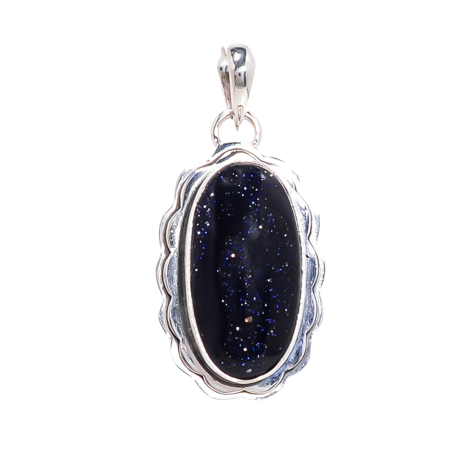 Blue Sunstone - Simulated 925 Solid Sterling Silver Pendant