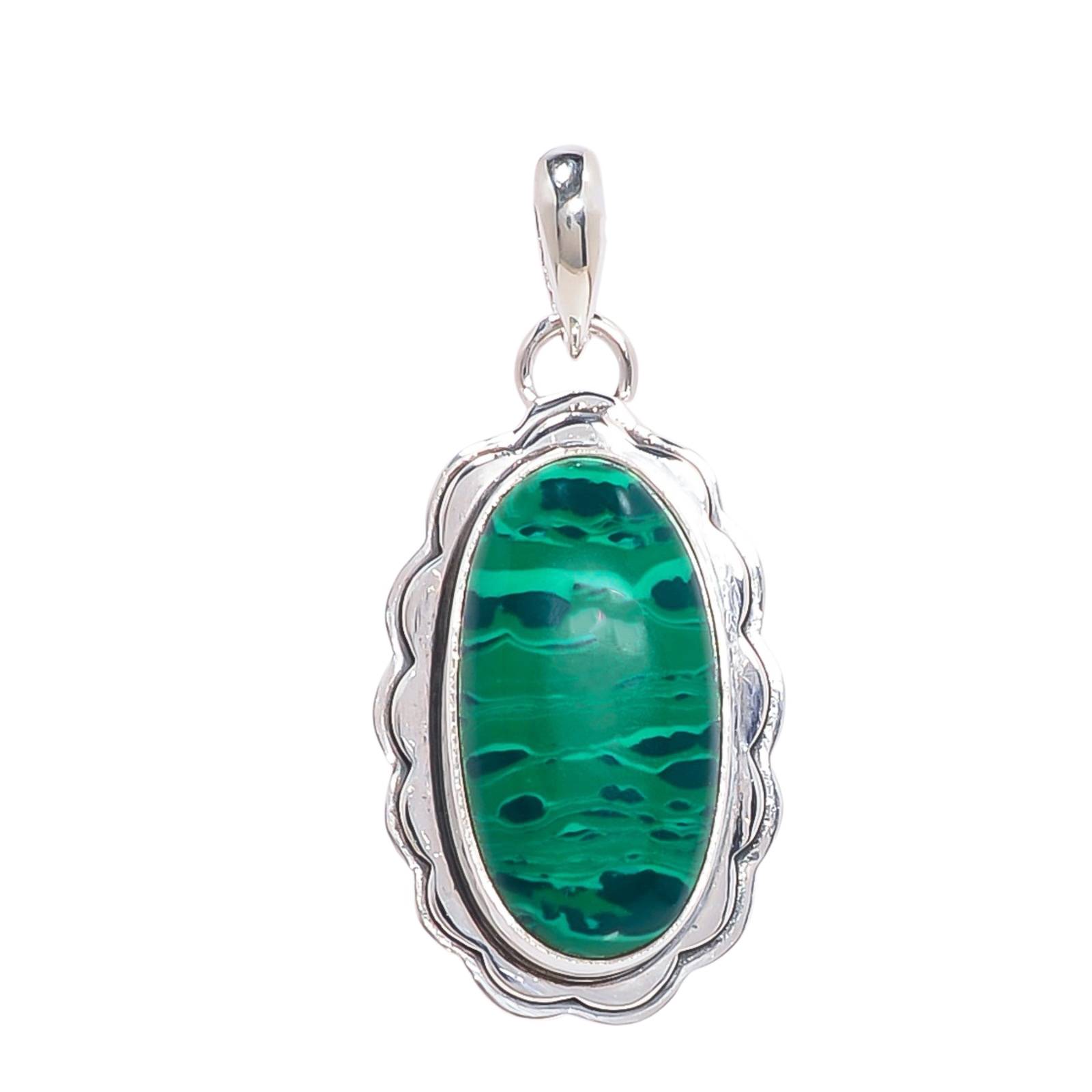 Malachite - Simulated 925 Solid Sterling Silver Pendant
