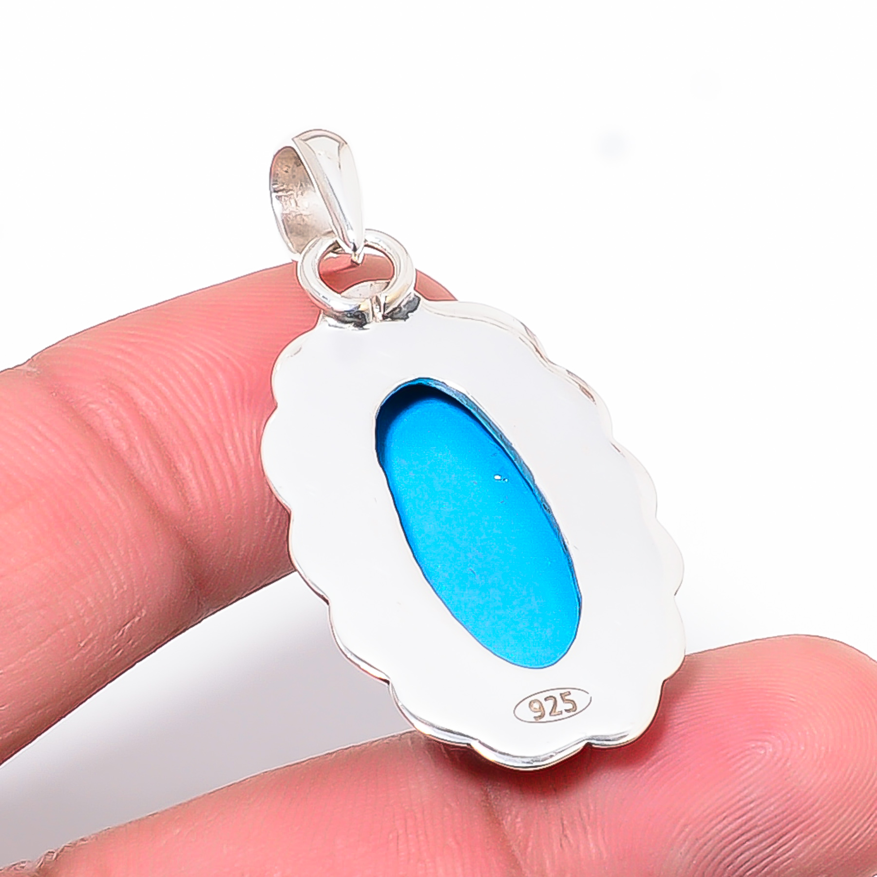 Sleeping Beauty Turquoise - Simulated 925 Solid Sterling Silver Pendant