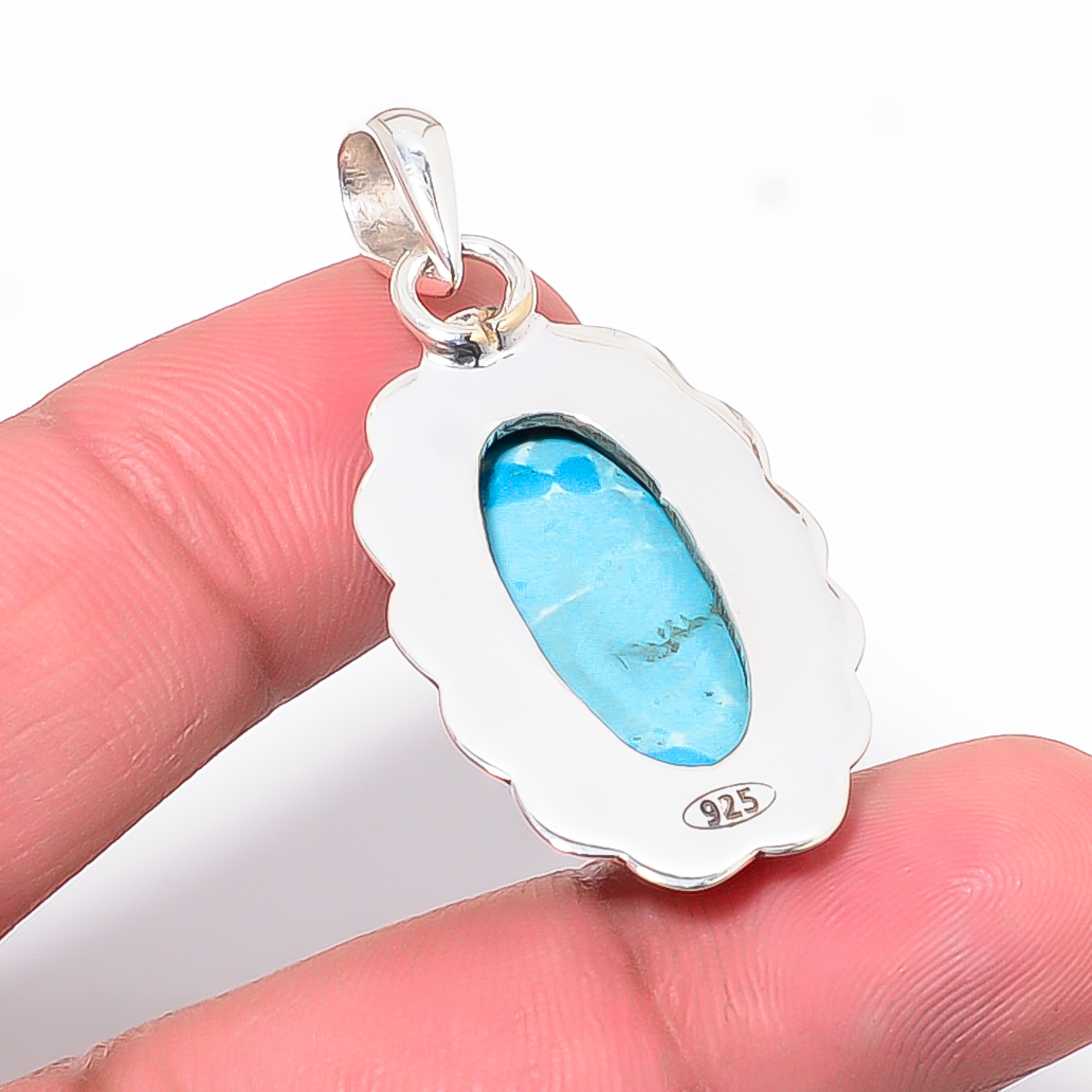 Larimar - Simulated 925 Solid Sterling Silver Pendant