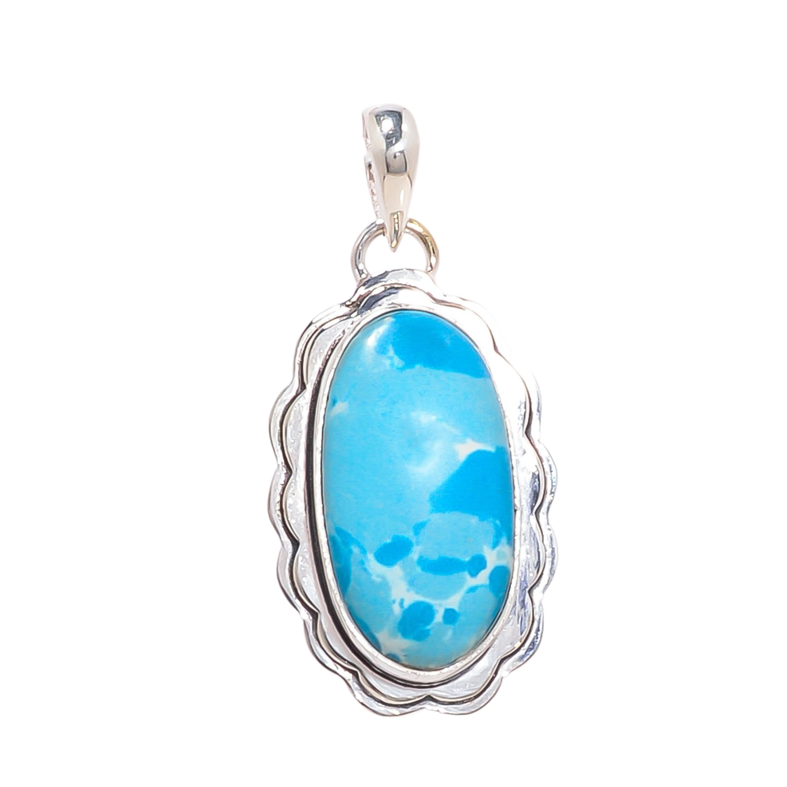 Larimar - Simulated 925 Solid Sterling Silver Pendant