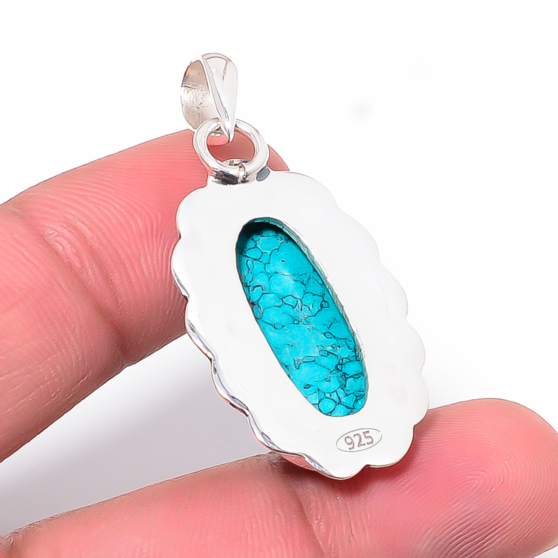 Santa Rosa Turquoise - Simulated 925 Solid Sterling Silver Pendant
