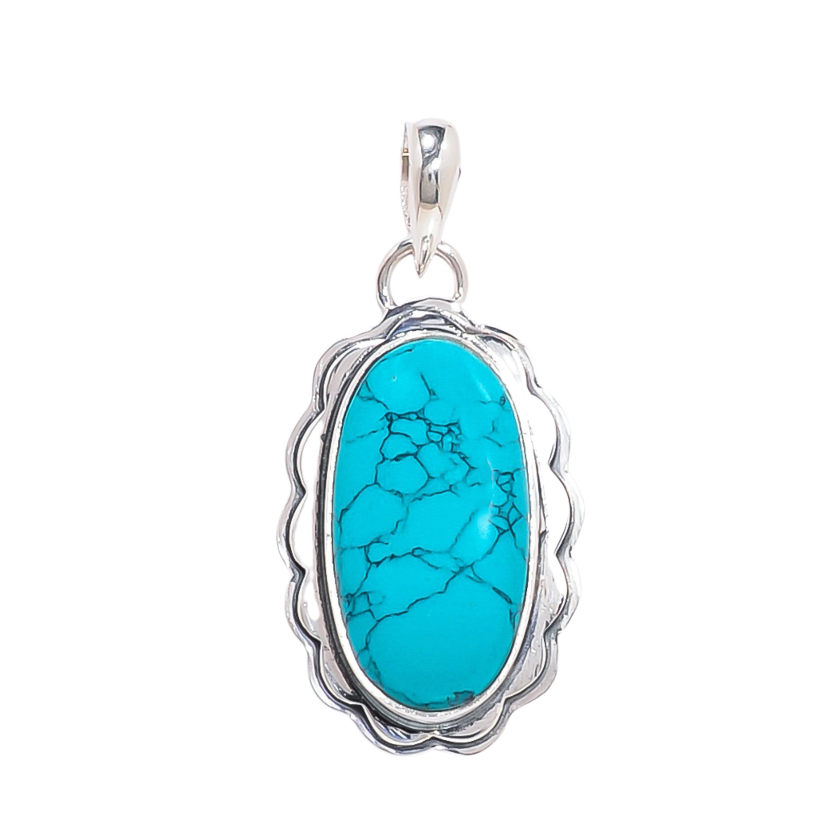 Santa Rosa Turquoise - Simulated 925 Solid Sterling Silver Pendant