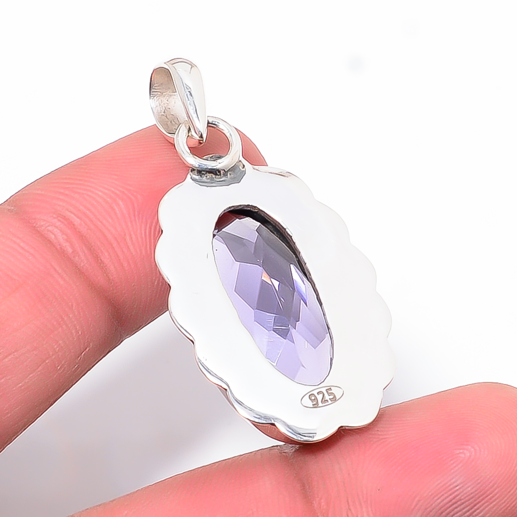 Iolite - Simulated 925 Solid Sterling Silver Pendant