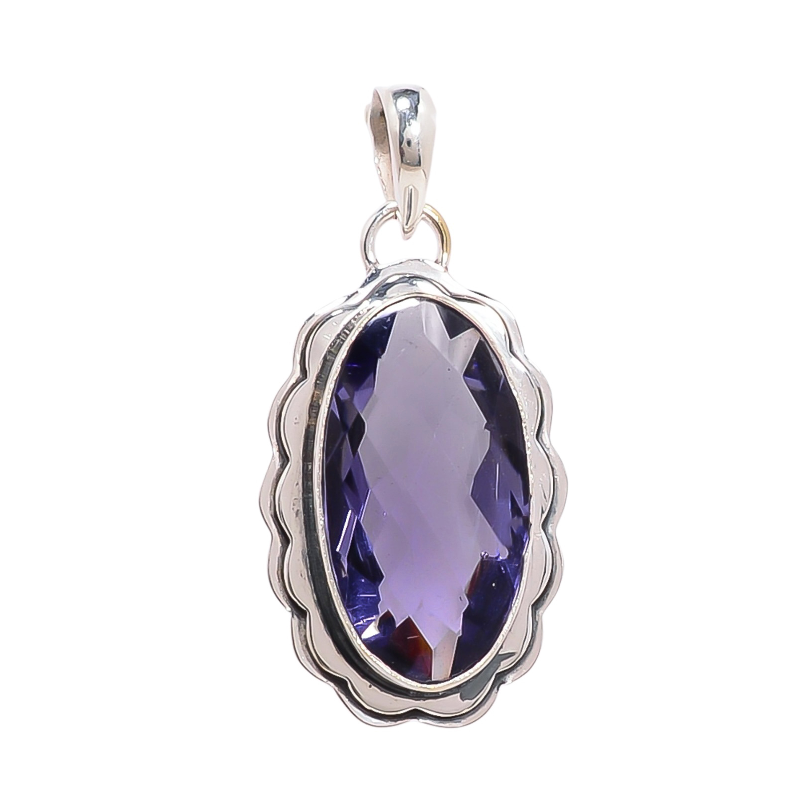 Iolite - Simulated 925 Solid Sterling Silver Pendant