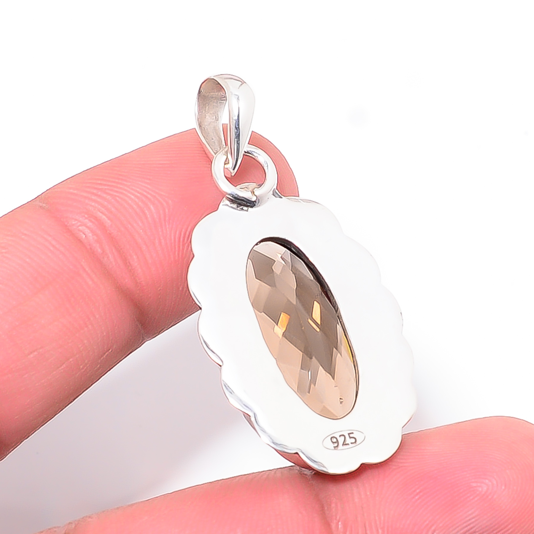 Smokey - Simulated 925 Solid Sterling Silver Pendant