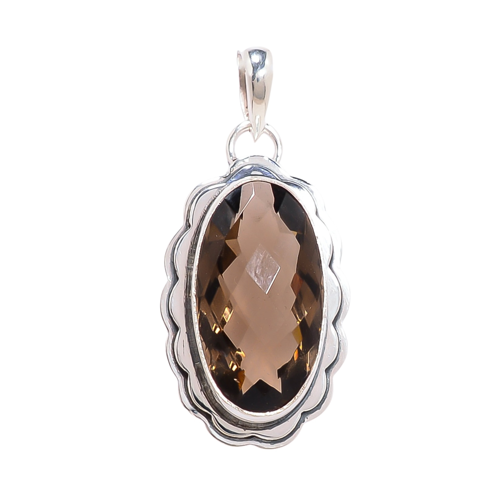 Smokey - Simulated 925 Solid Sterling Silver Pendant