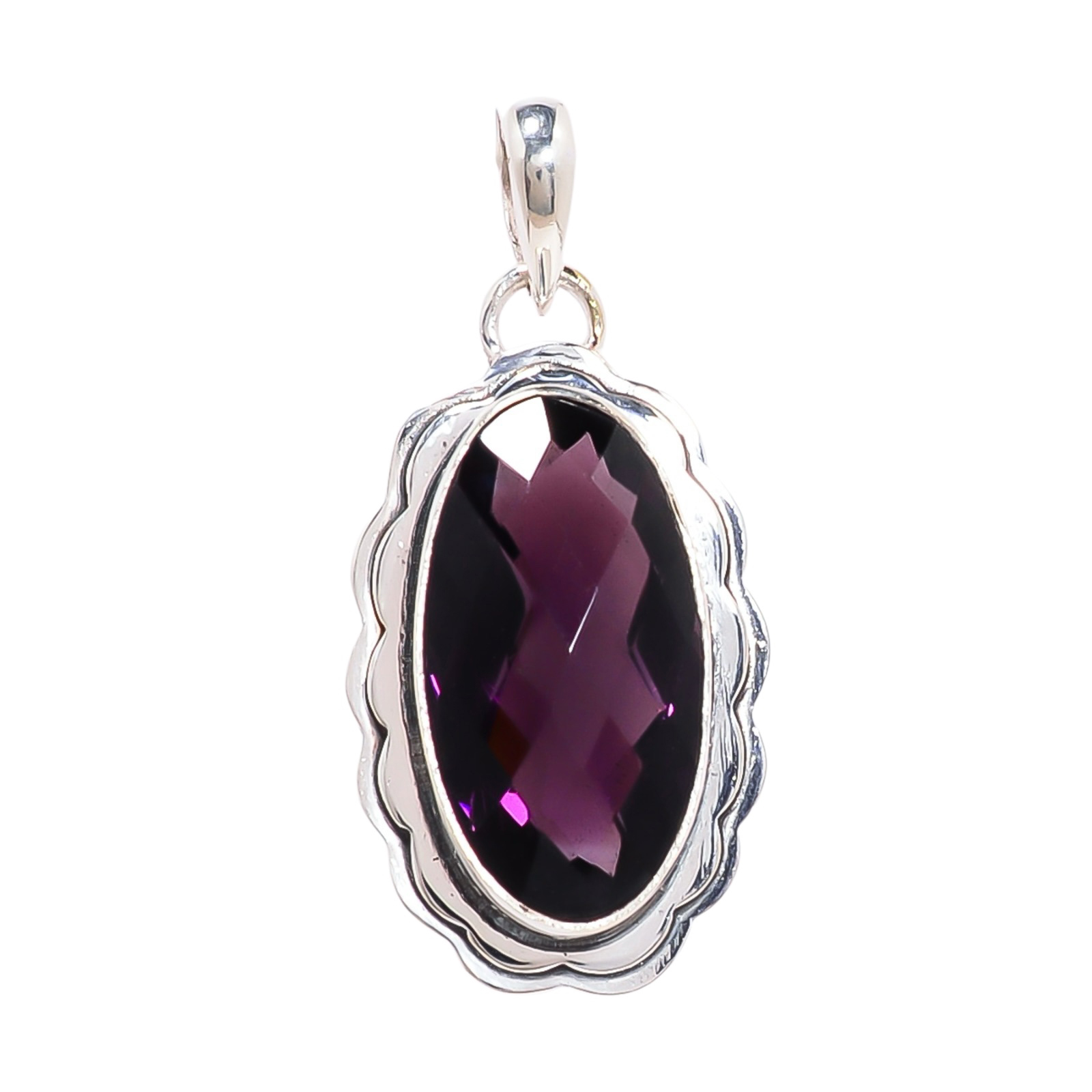 Purple Amethyst - Simulated 925 Solid Sterling Silver Pendant