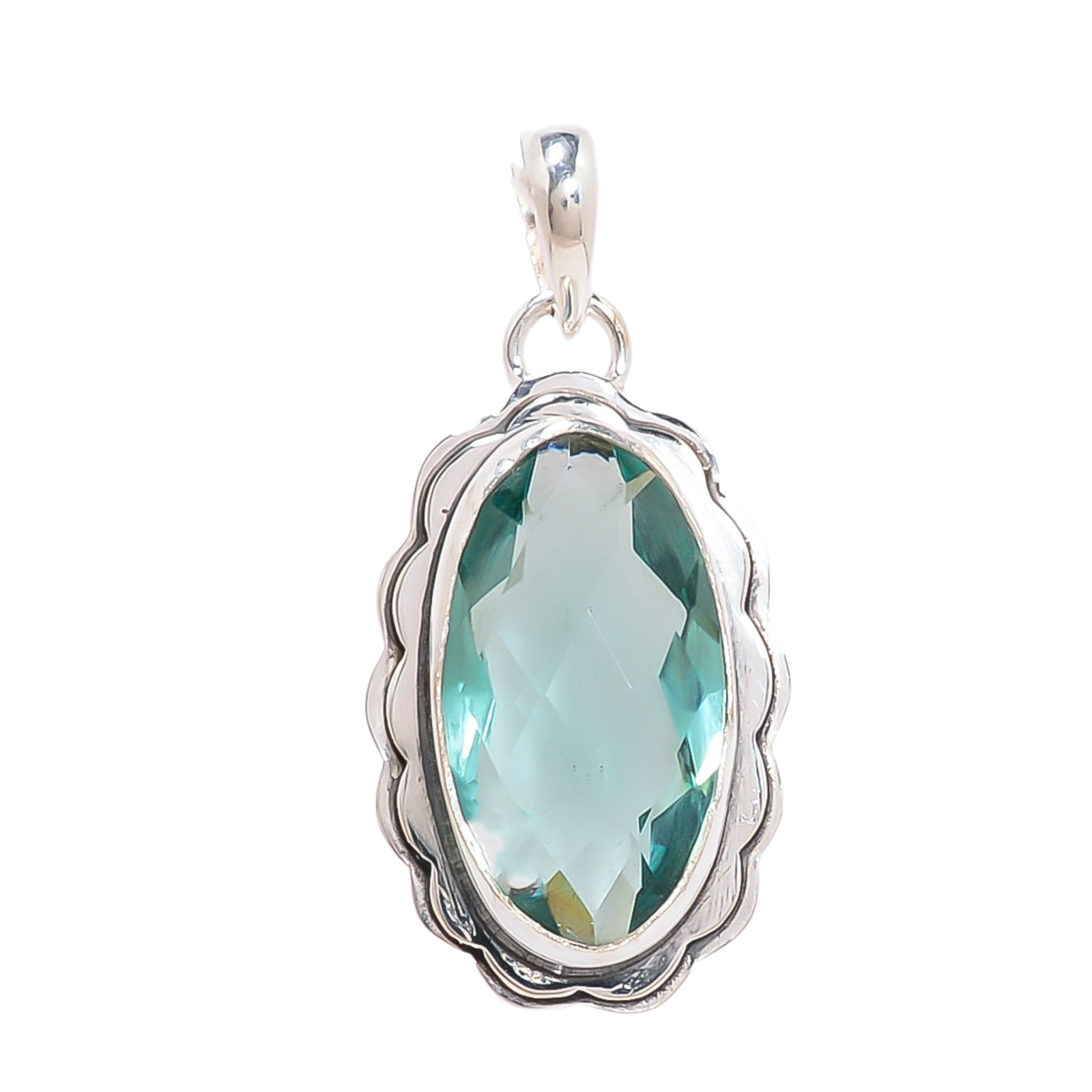 Apatite - Simulated 925 Solid Sterling Silver Pendant