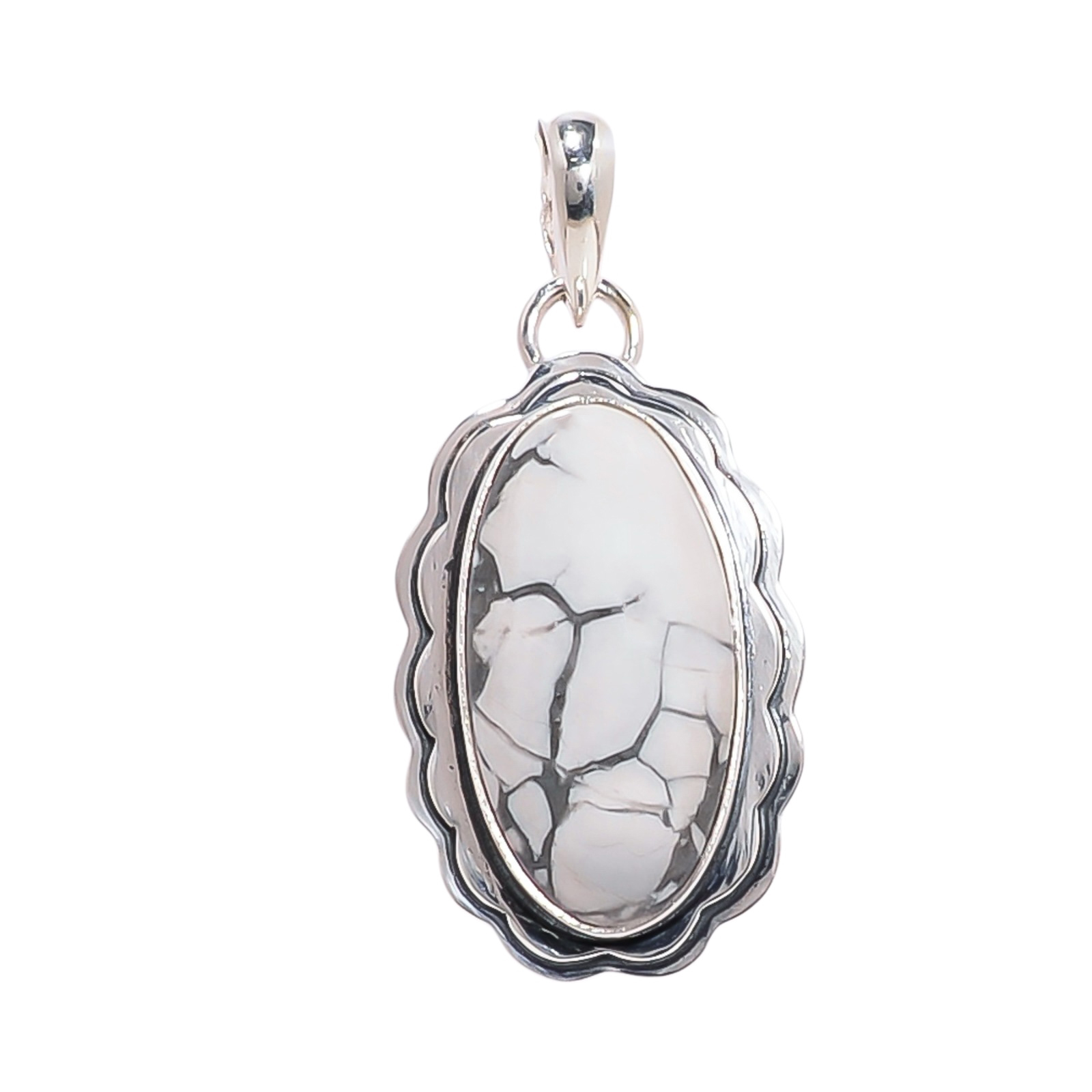 Natural White Howlite - United States 925 Solid Sterling Silver Pendant