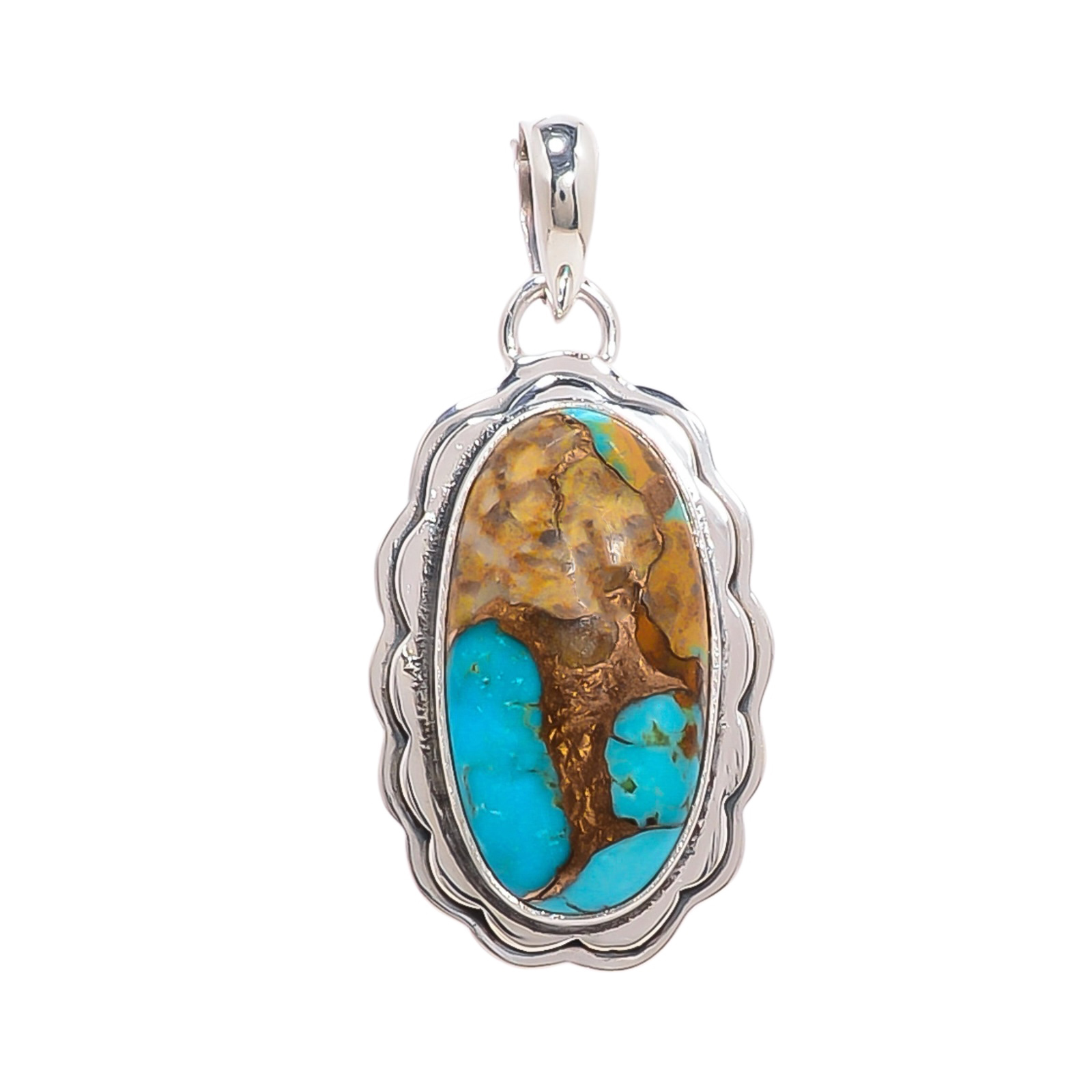 Copper Turquoise - Pilot Mountain 925 Solid Sterling Silver Pendant