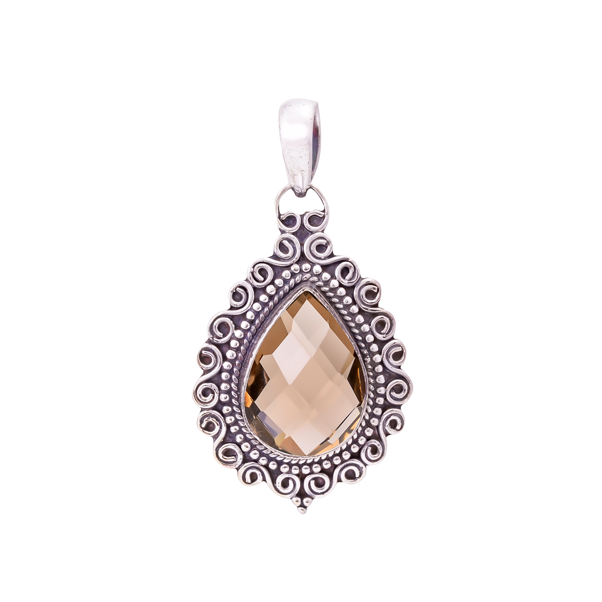 Smokey - Simulated 925 Solid Sterling Silver Pendant