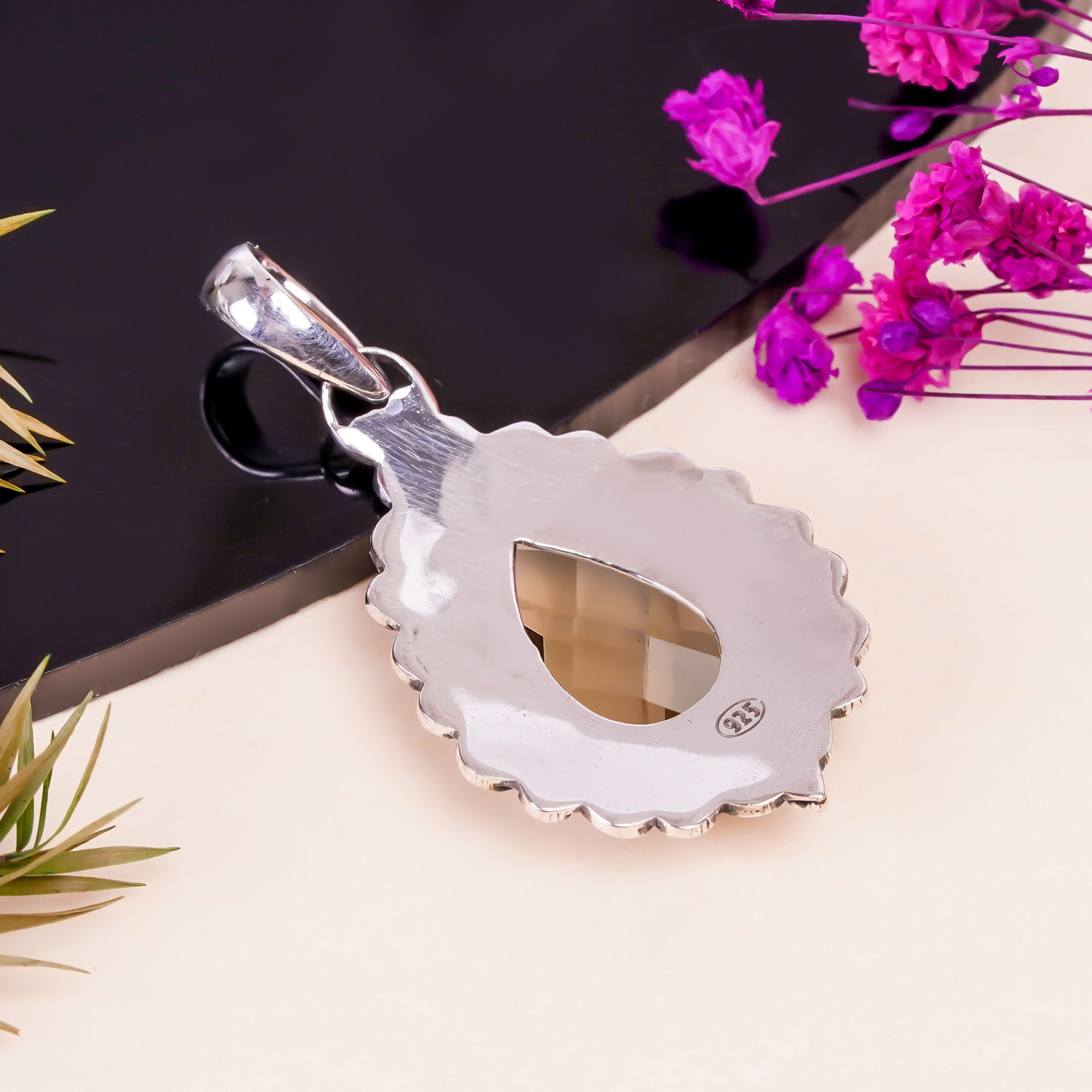 Smokey - Simulated 925 Solid Sterling Silver Pendant