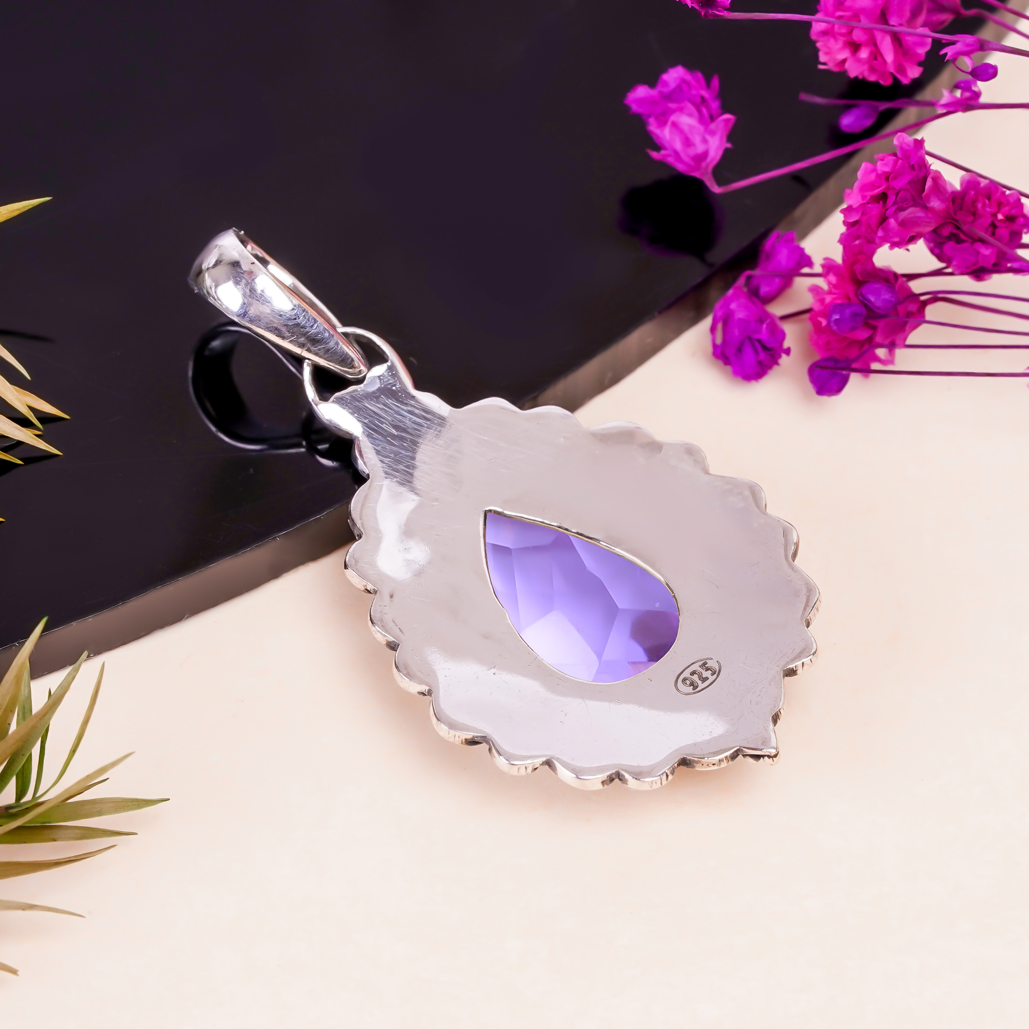 Colour Changing Alexandrite - Simulated 925 Solid Sterling Silver Pendant