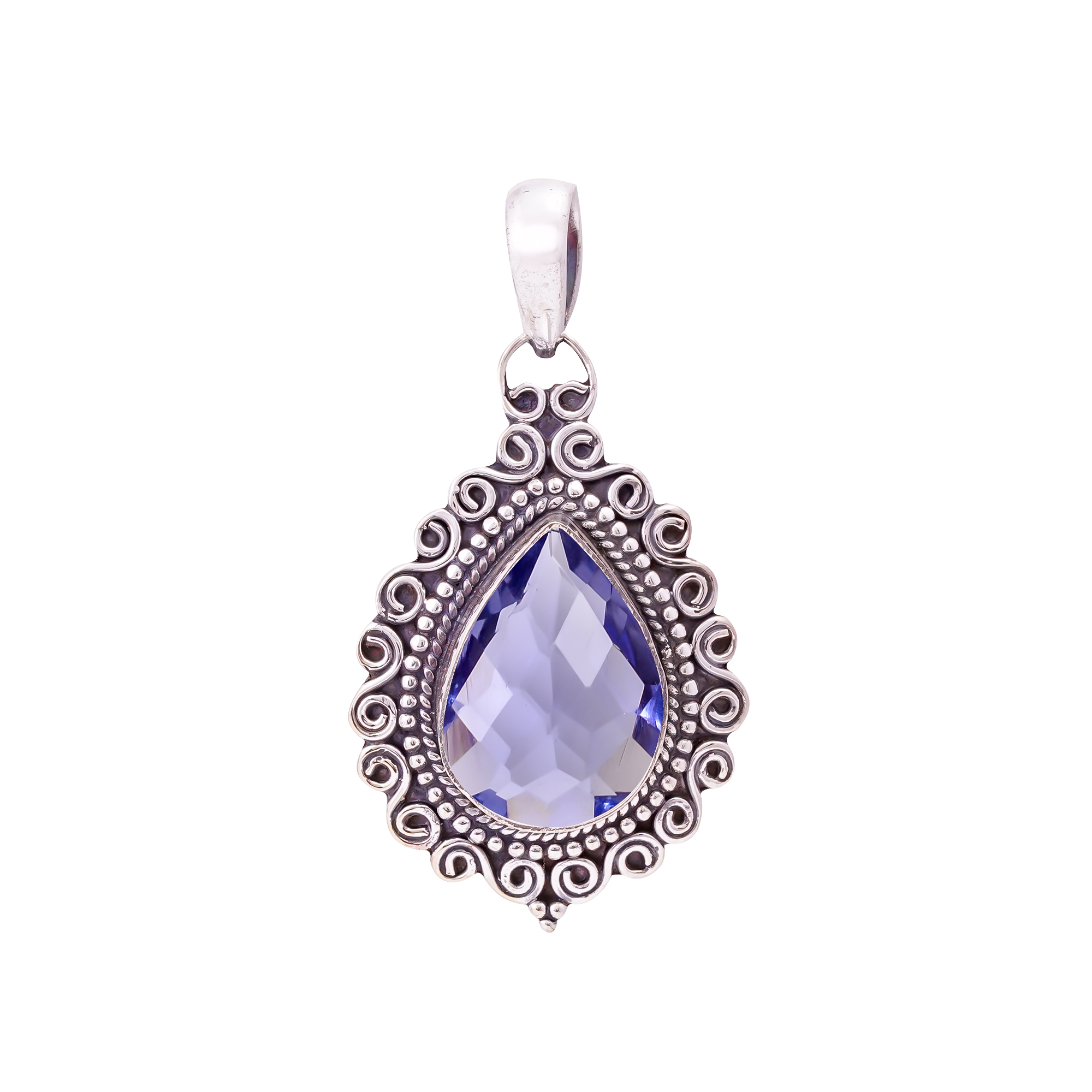 Iolite - Simulated 925 Solid Sterling Silver Pendant