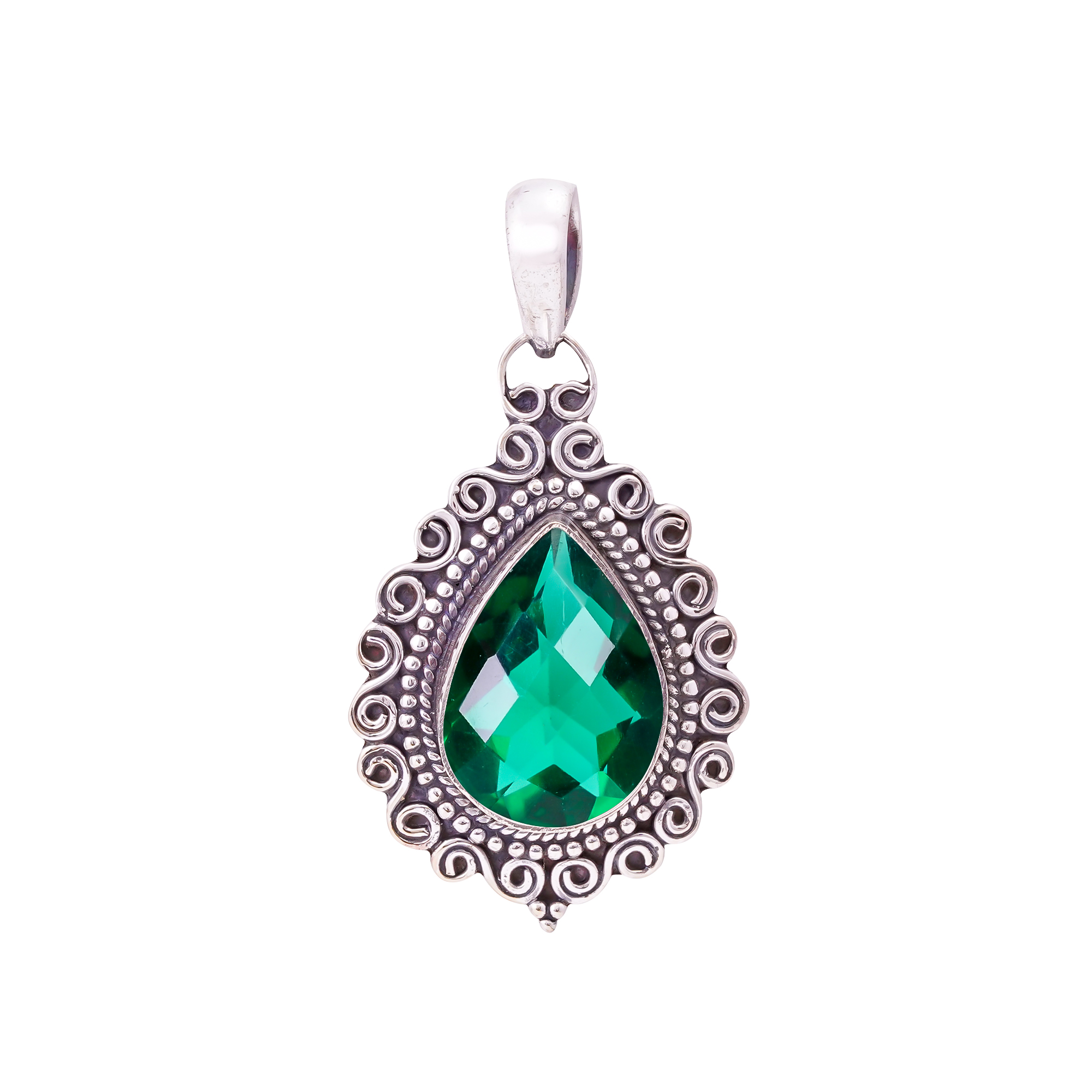 Chrome Diopside - Simulated 925 Solid Sterling Silver Pendant