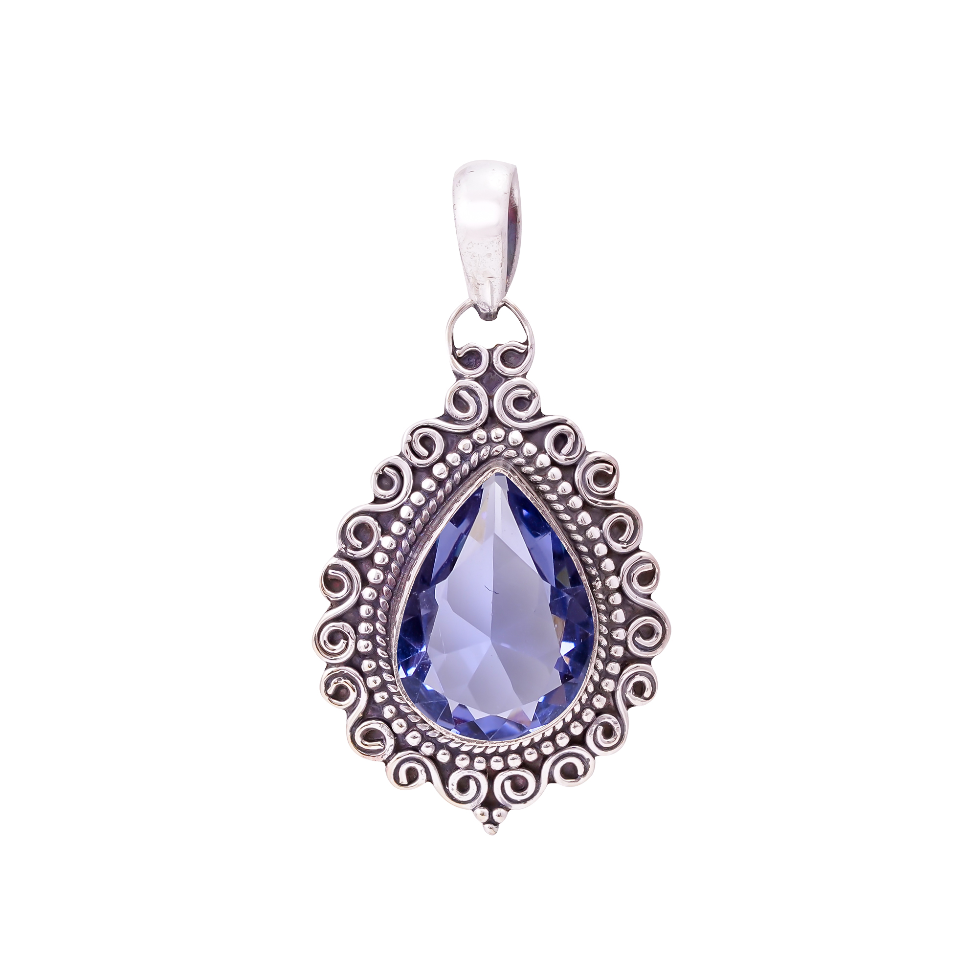 Iolite - Simulated 925 Solid Sterling Silver Pendant