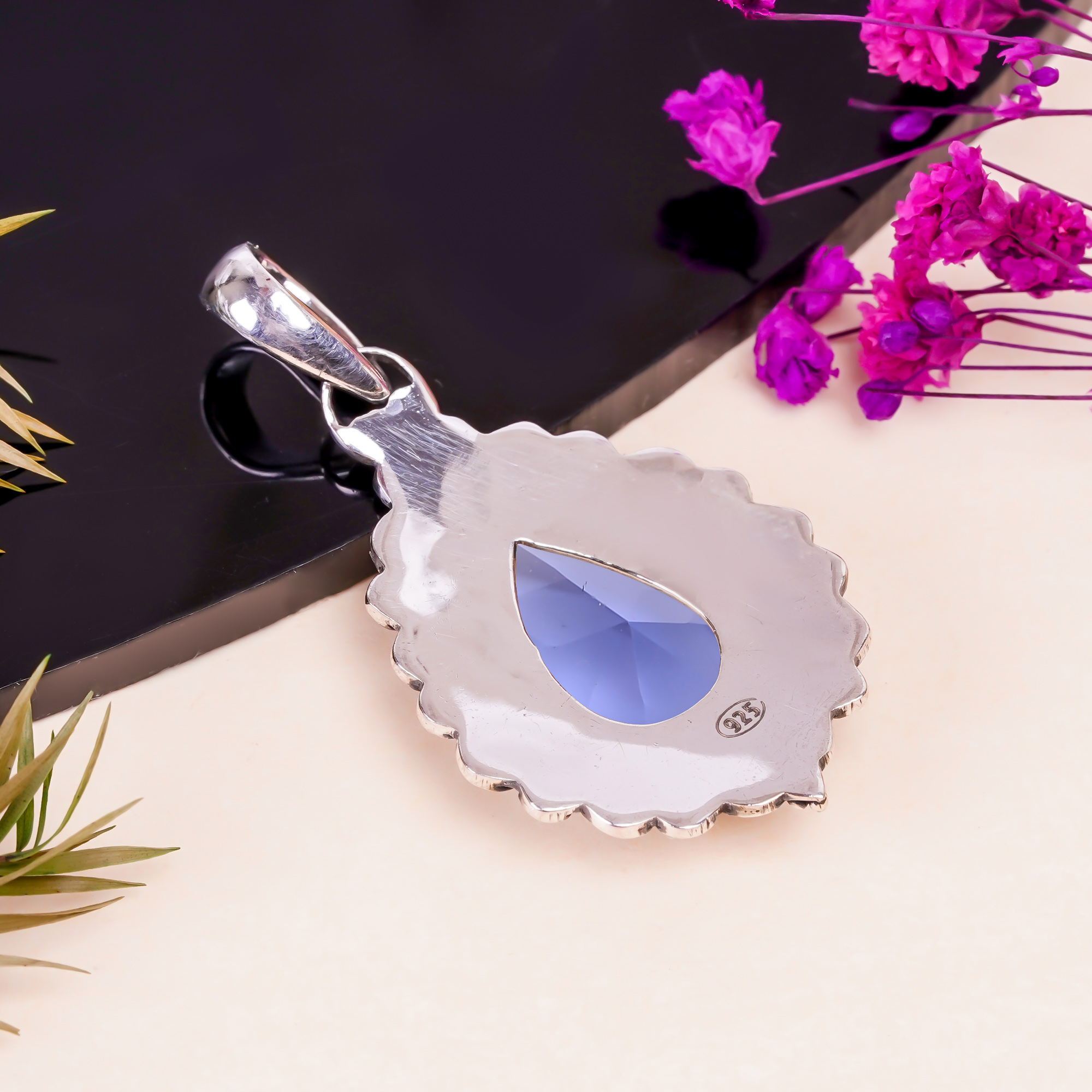 Iolite - Simulated 925 Solid Sterling Silver Pendant