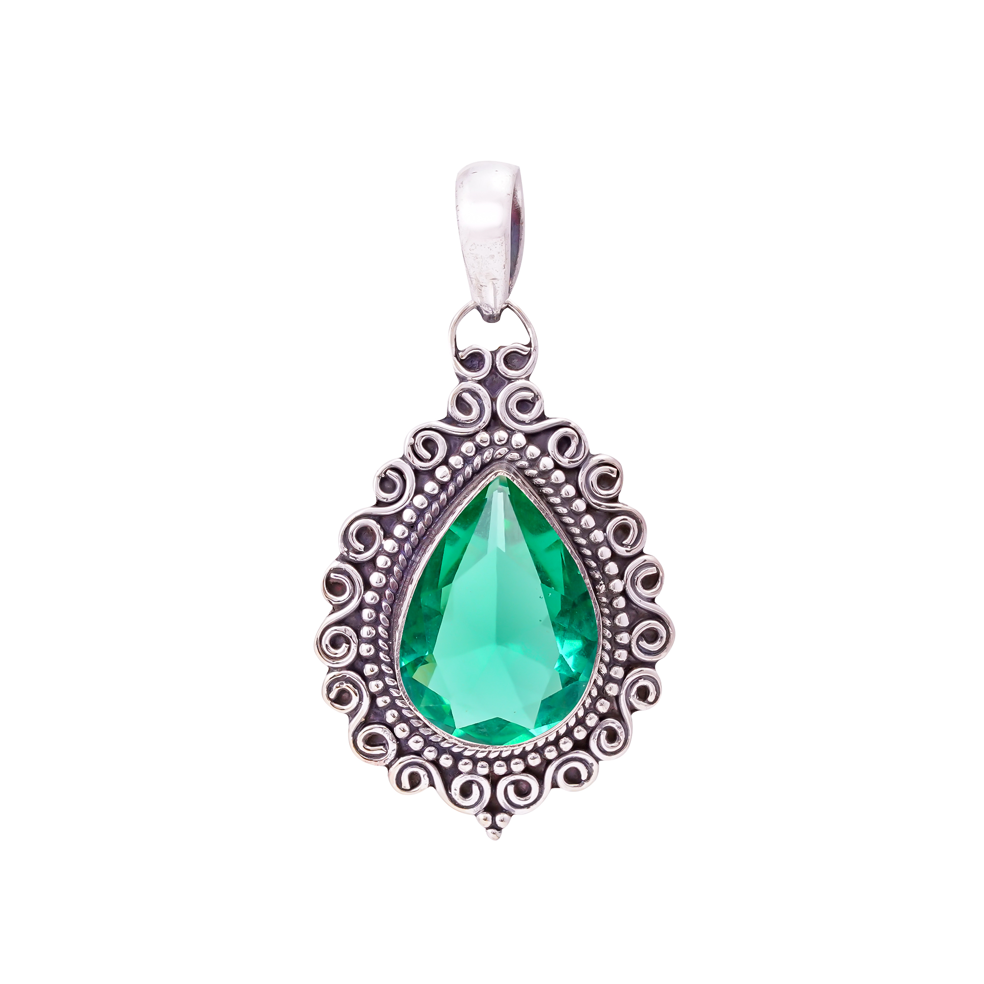 Apatite - Simulated 925 Solid Sterling Silver Pendant