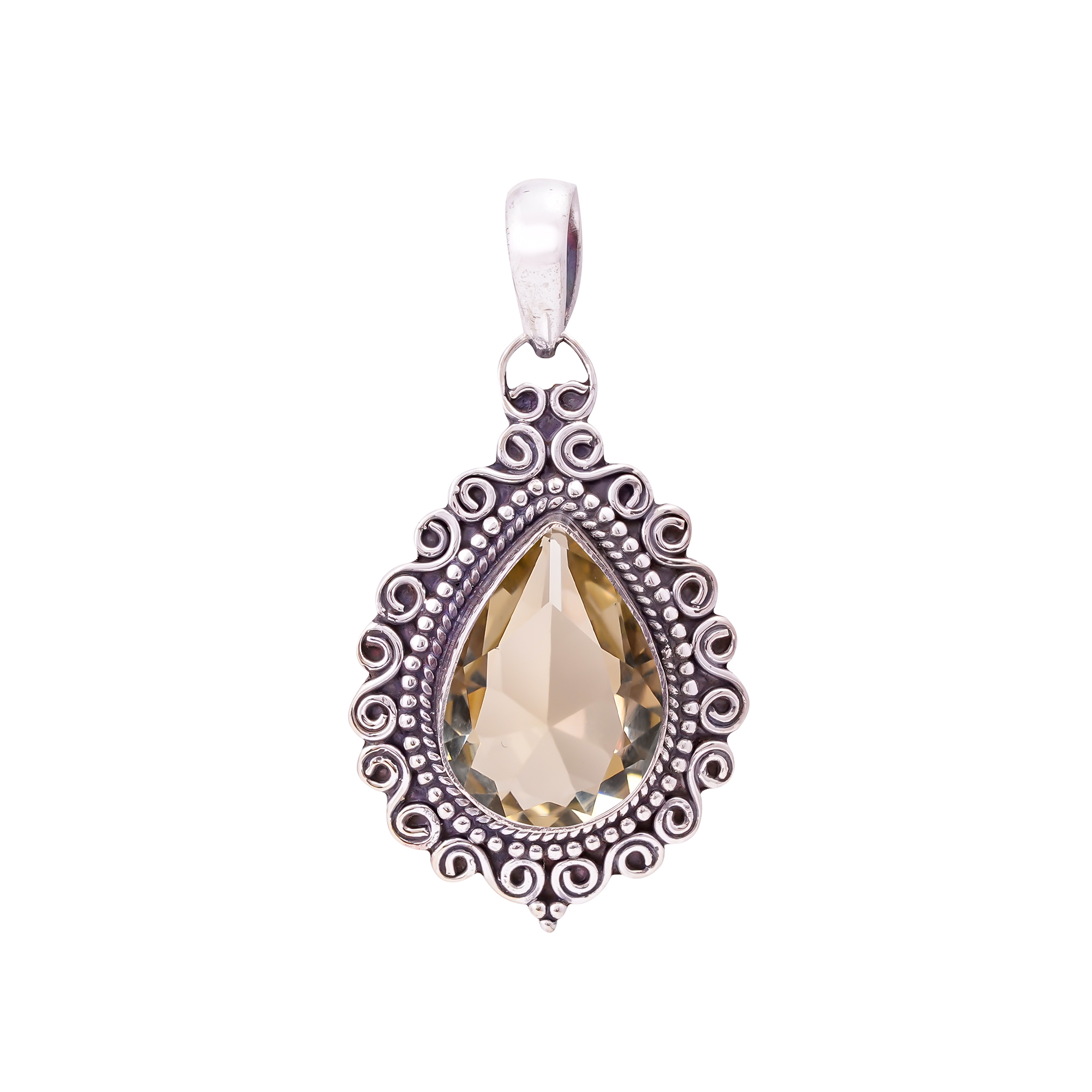Smokey - Simulated 925 Solid Sterling Silver Pendant