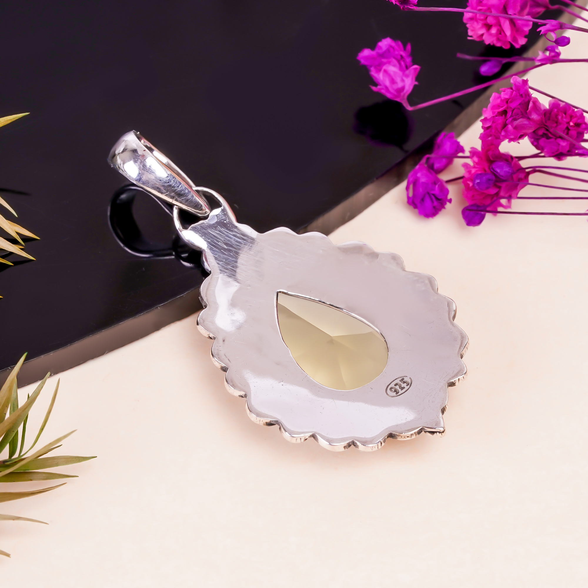 Smokey - Simulated 925 Solid Sterling Silver Pendant