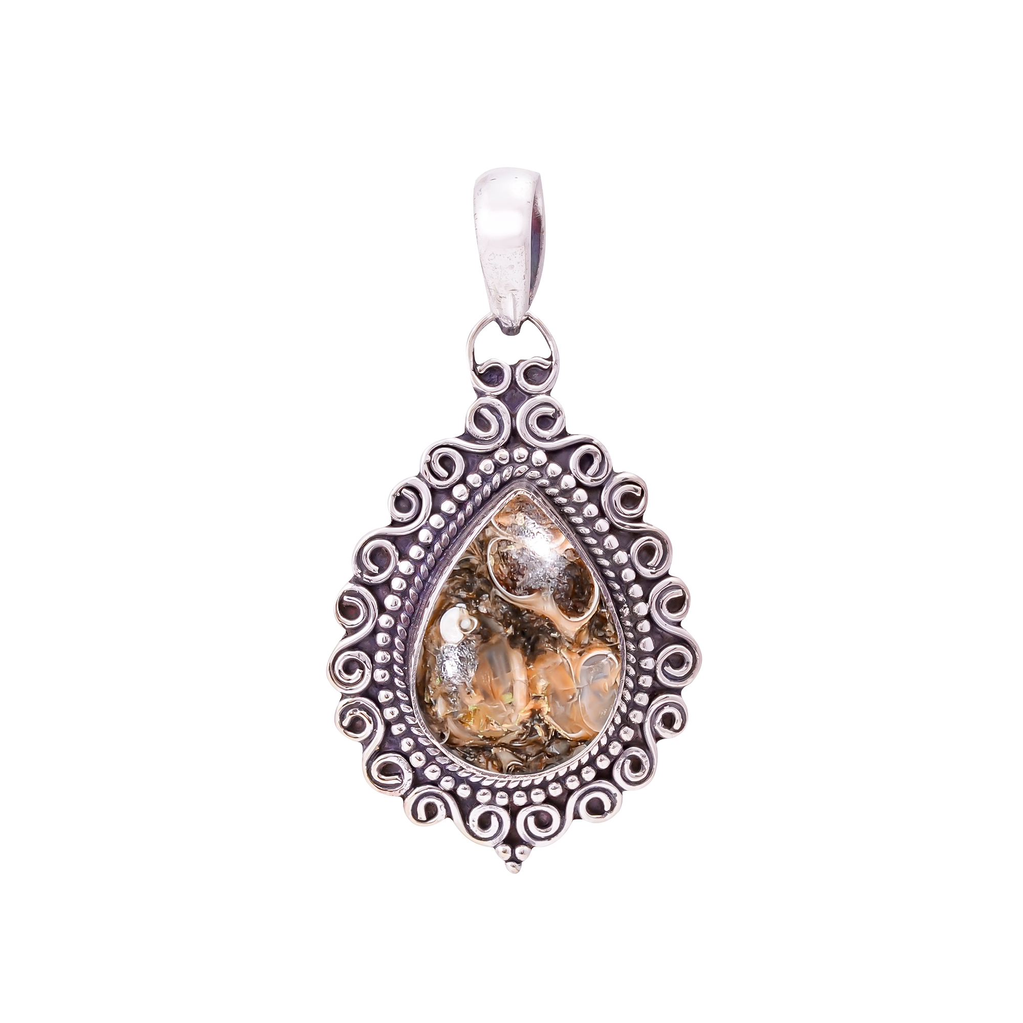 Turritella Agate - Wyoming 925 Solid Sterling Silver Pendant