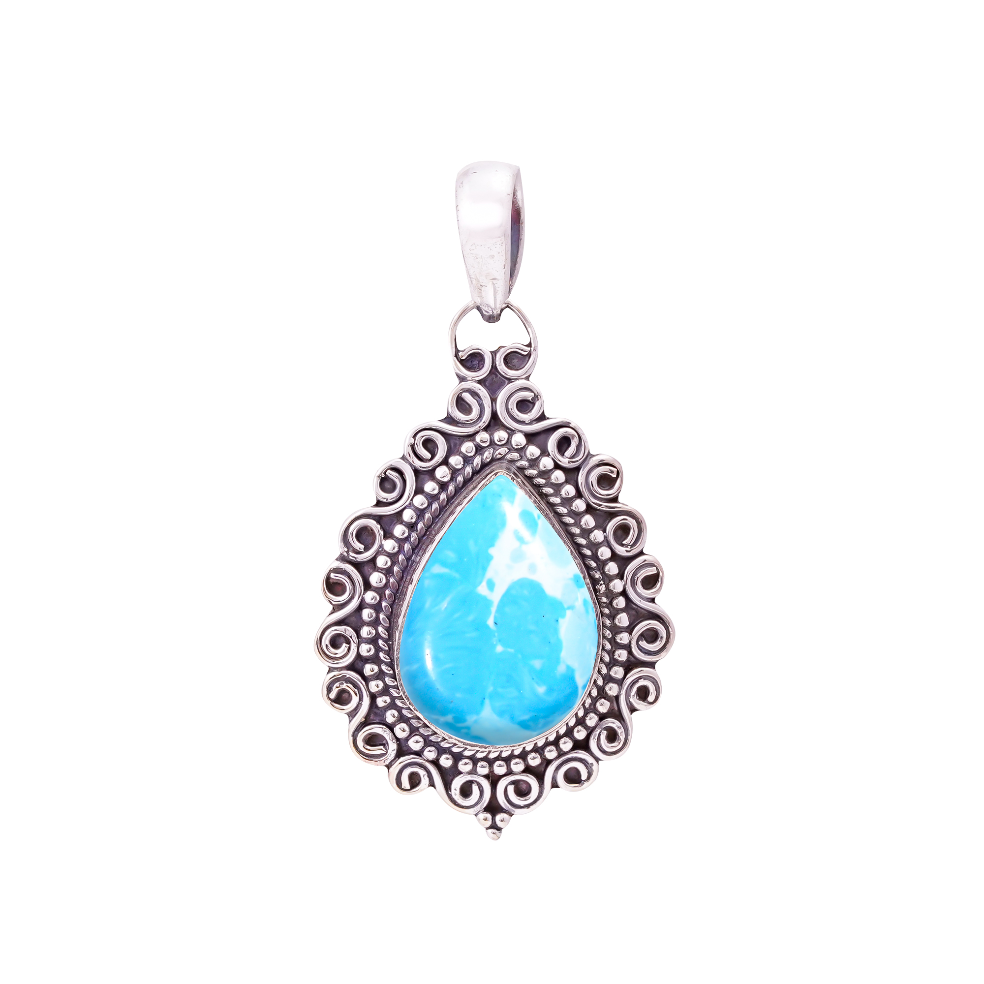 Larimar - Simulated 925 Solid Sterling Silver Pendant