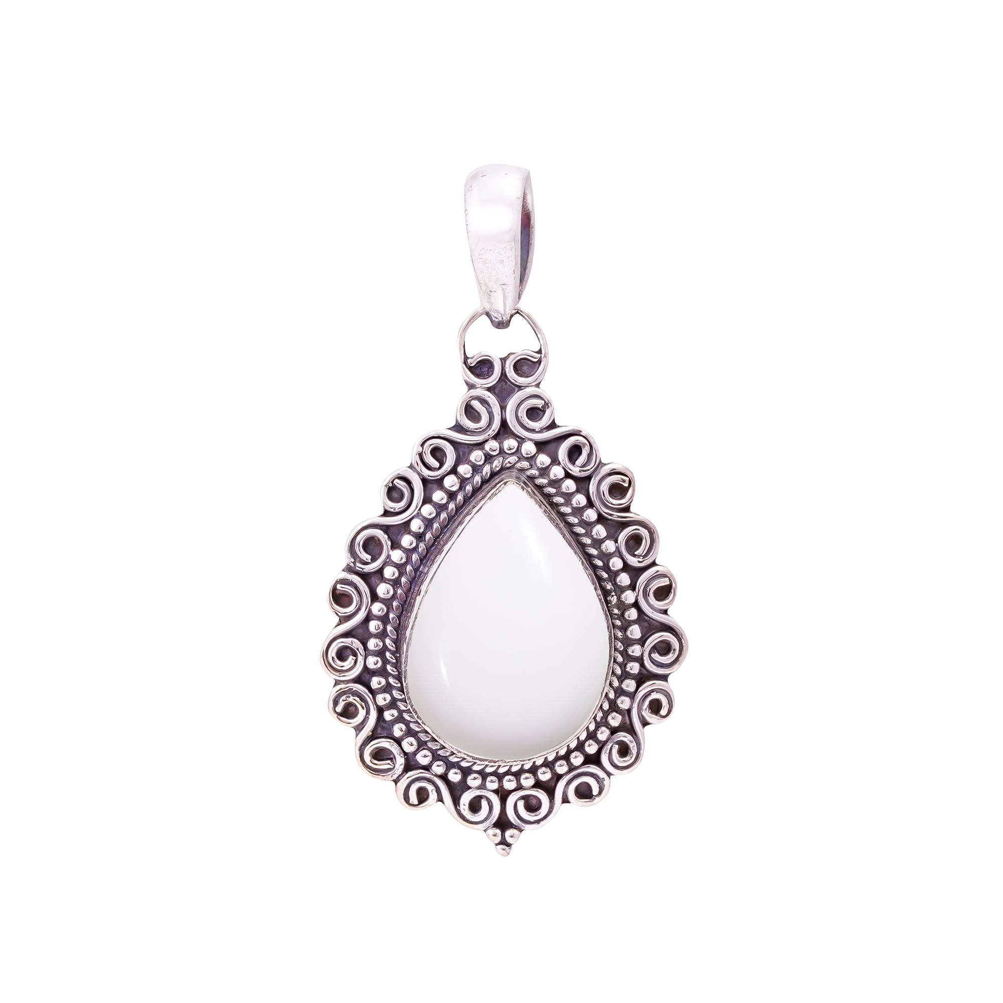 White Coral - Simulated 925 Solid Sterling Silver Pendant