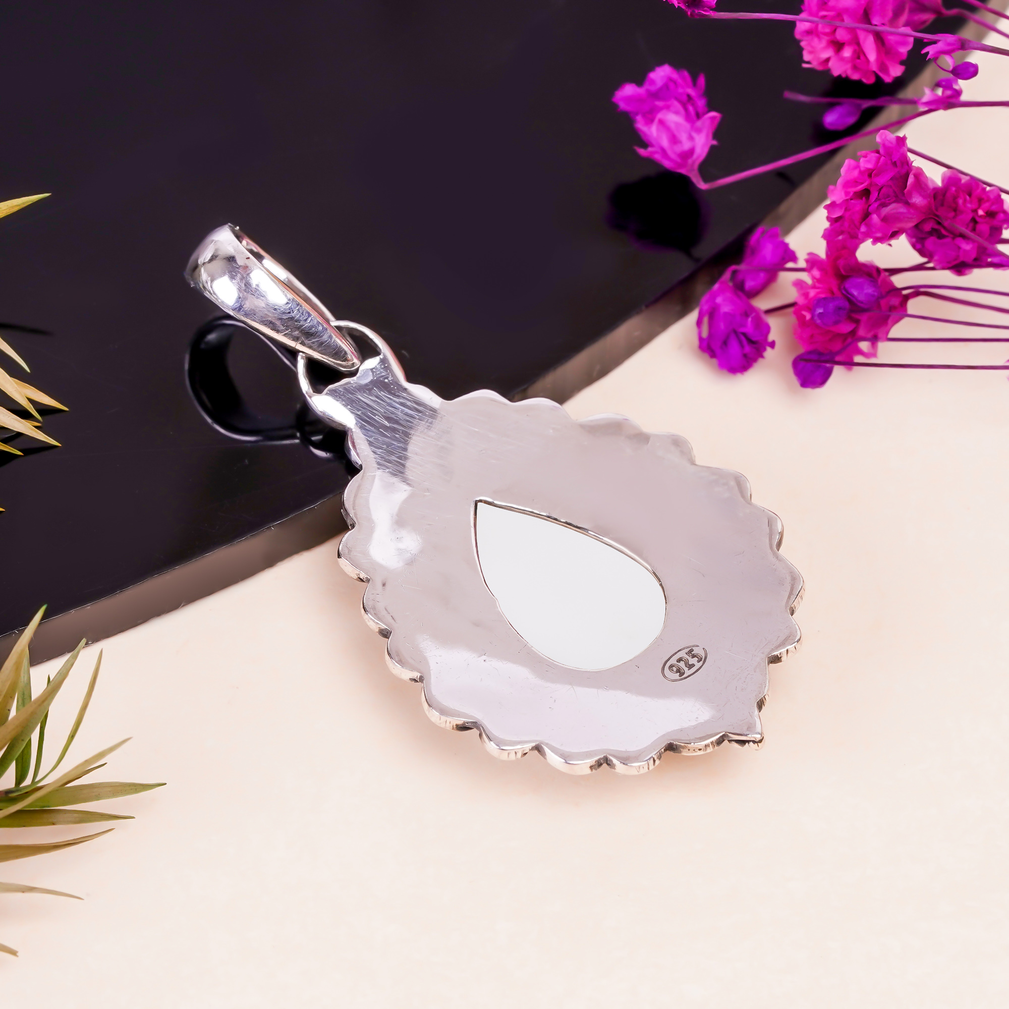 White Coral - Simulated 925 Solid Sterling Silver Pendant