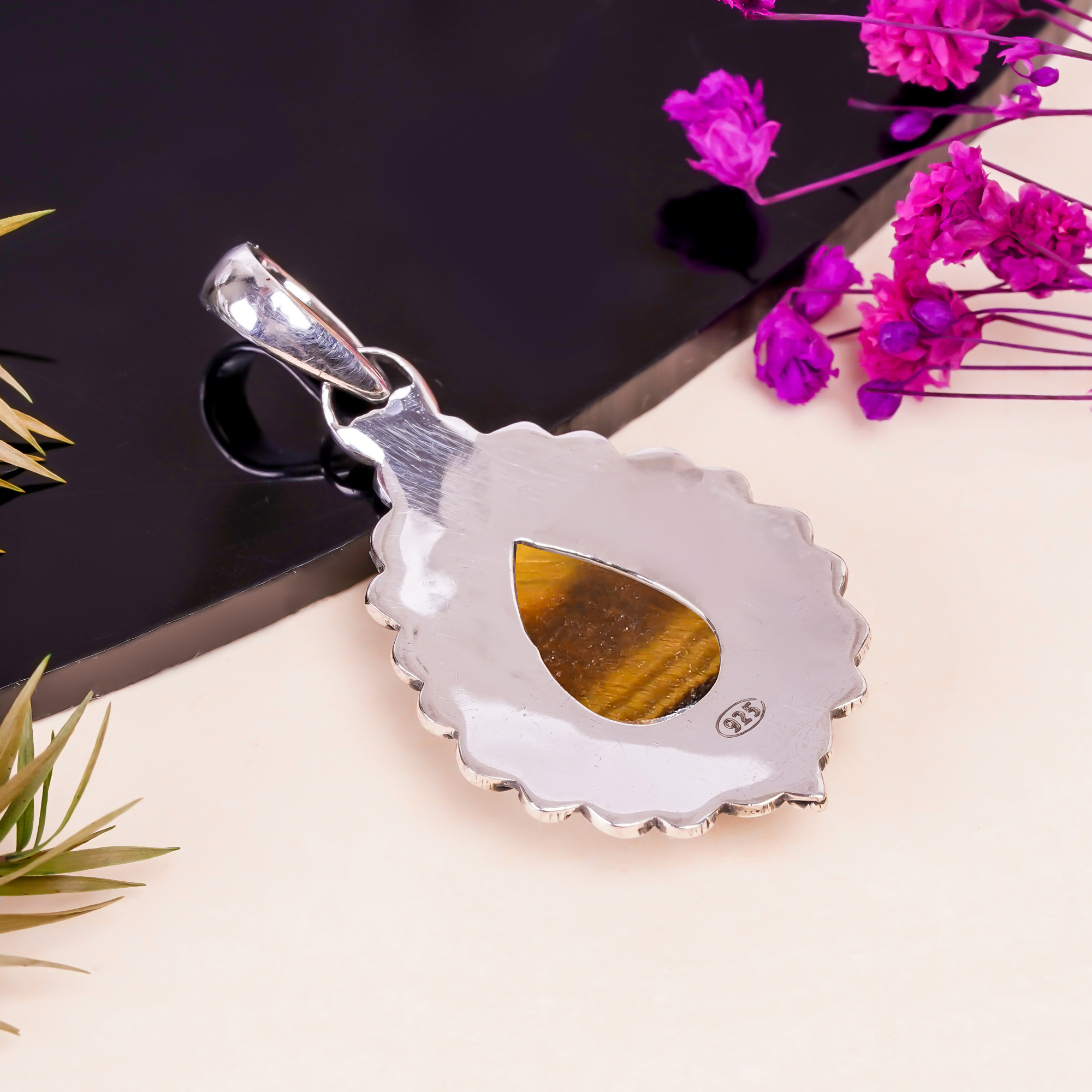 Yellow Tiger Eye - South Africa 925 Solid Sterling Silver Pendant