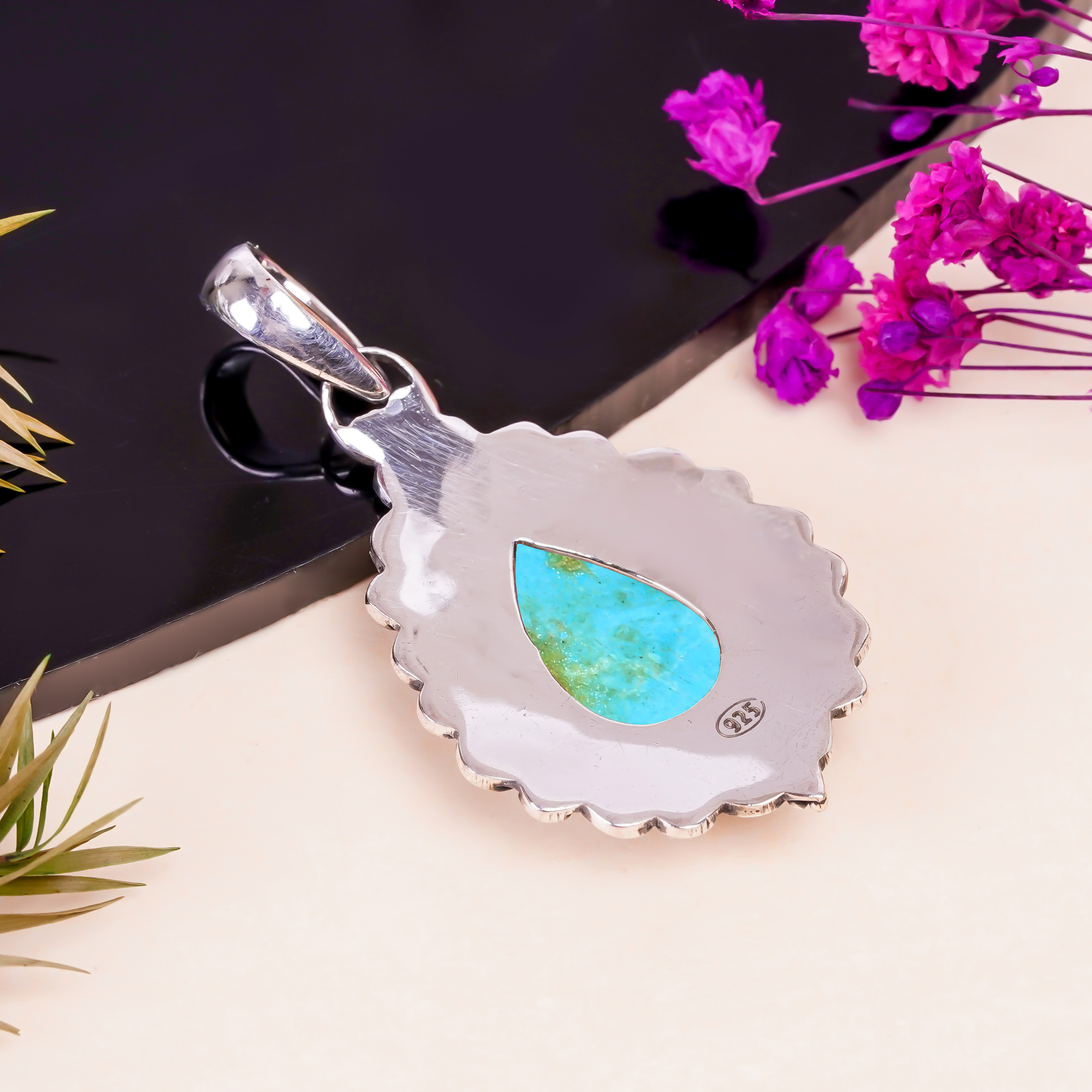 Magnesite Turquoise 925 Solid Sterling Silver Pendant