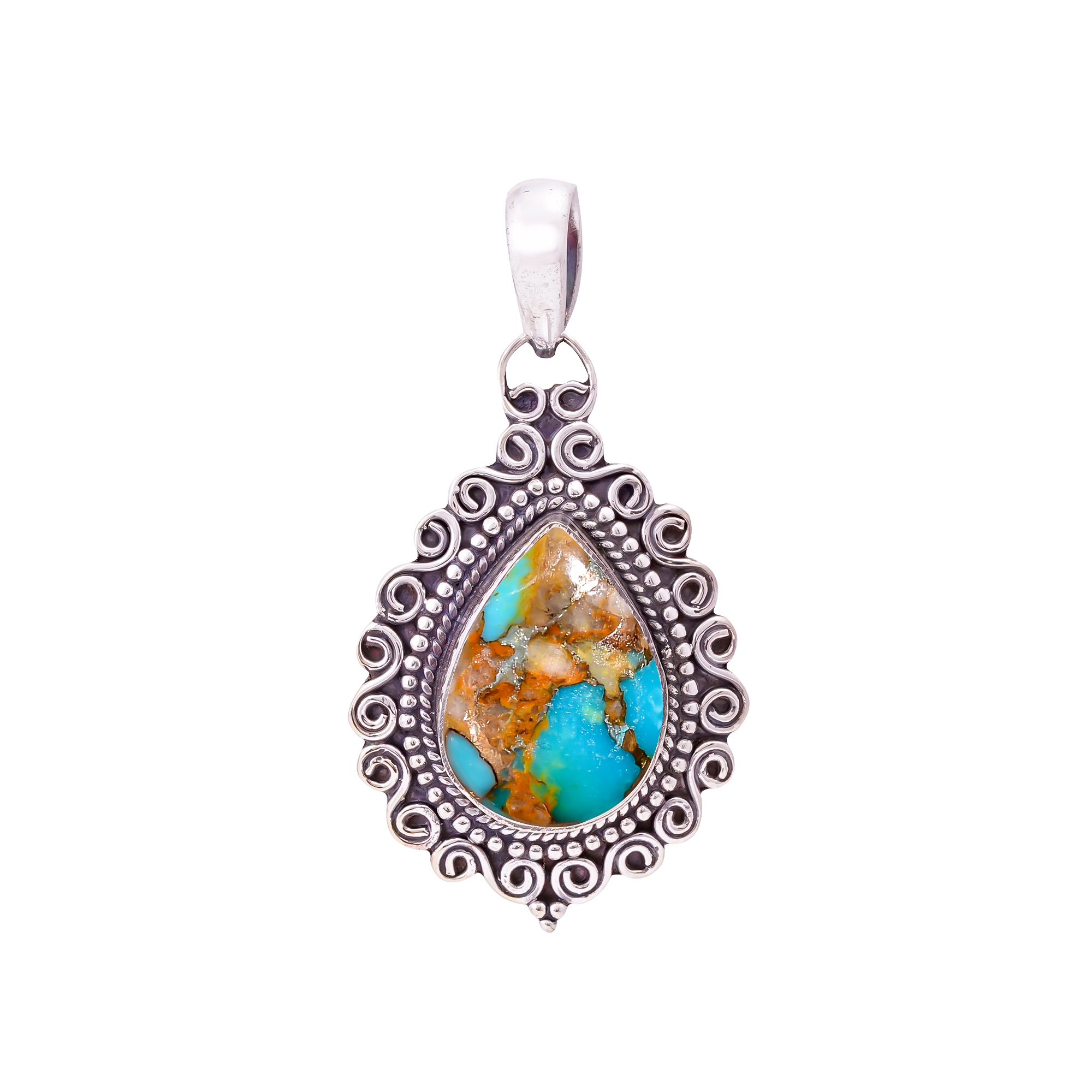 Copper Turquoise - Pilot Mountain 925 Solid Sterling Silver Pendant