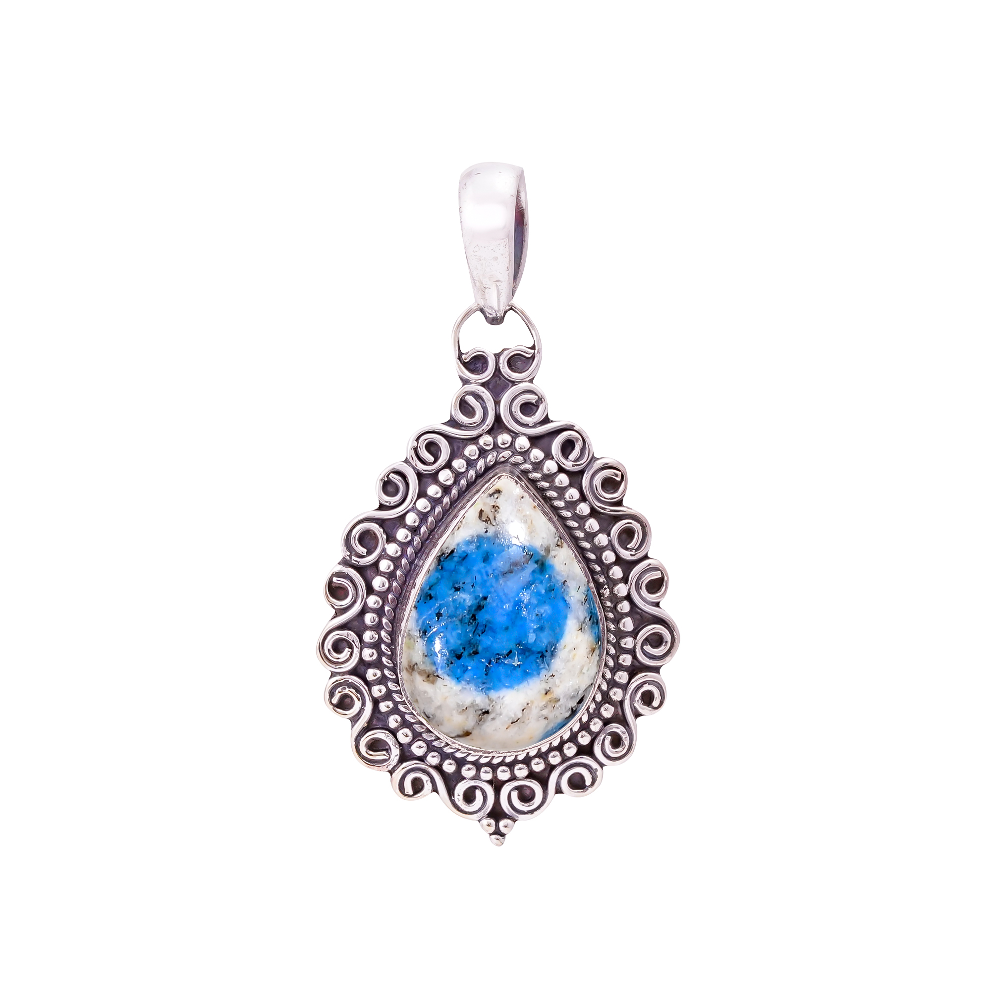 K2 Blue Azurite - Pakistan 925 Solid Sterling Silver Pendant