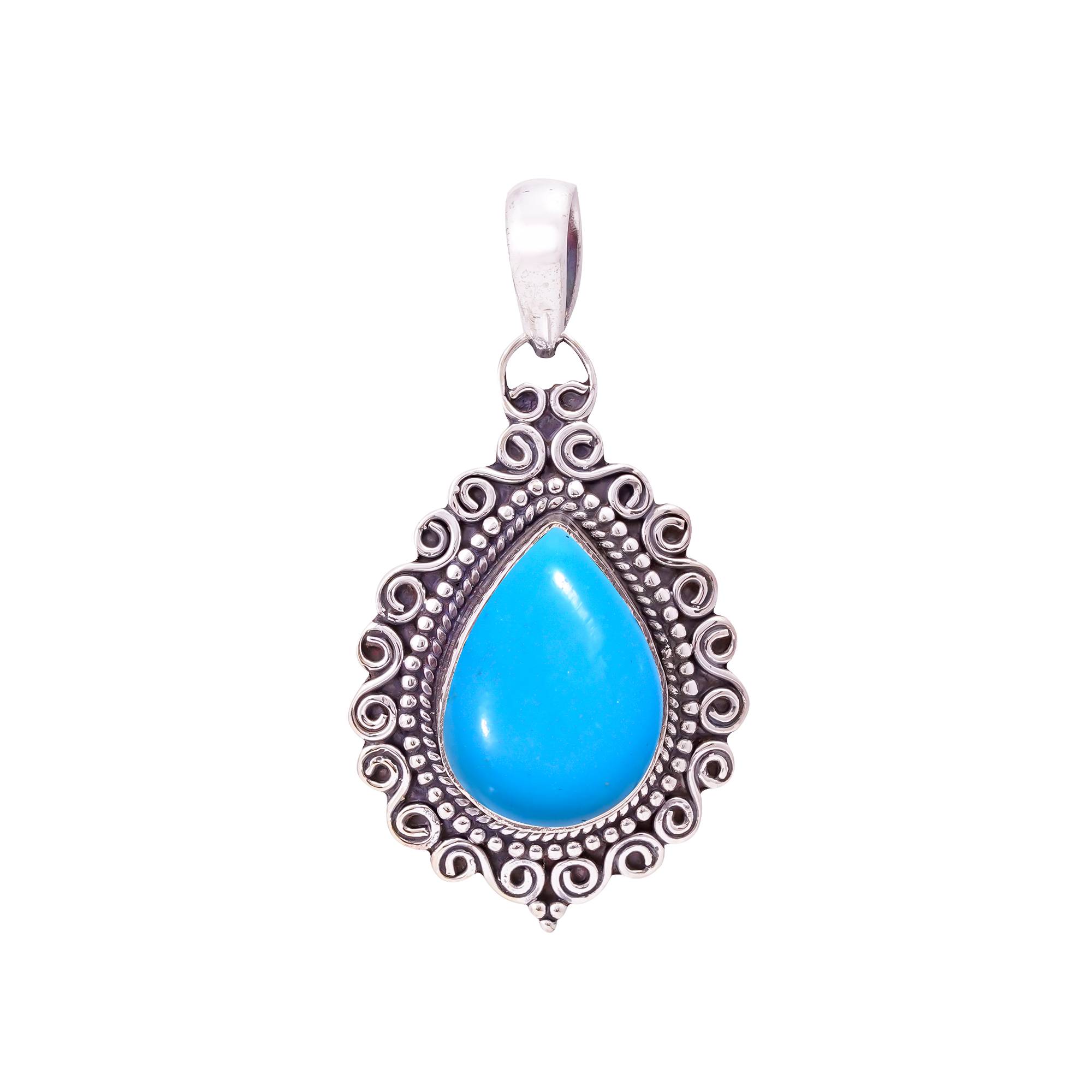 Sleeping Beauty Turquoise - Simulated 925 Solid Sterling Silver Pendant
