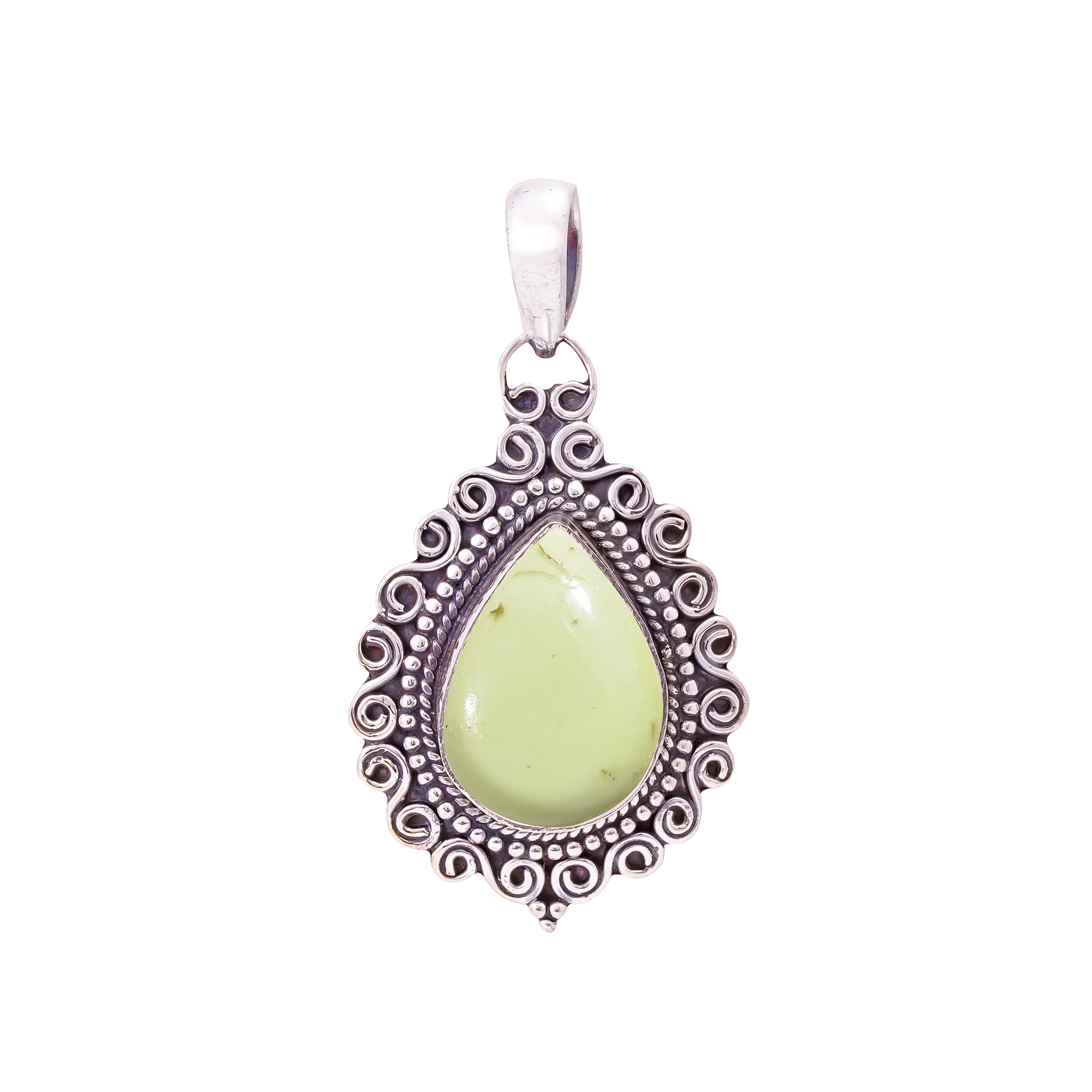 Lemon Chrysoprase - Australia 925 Solid Sterling Silver Pendant