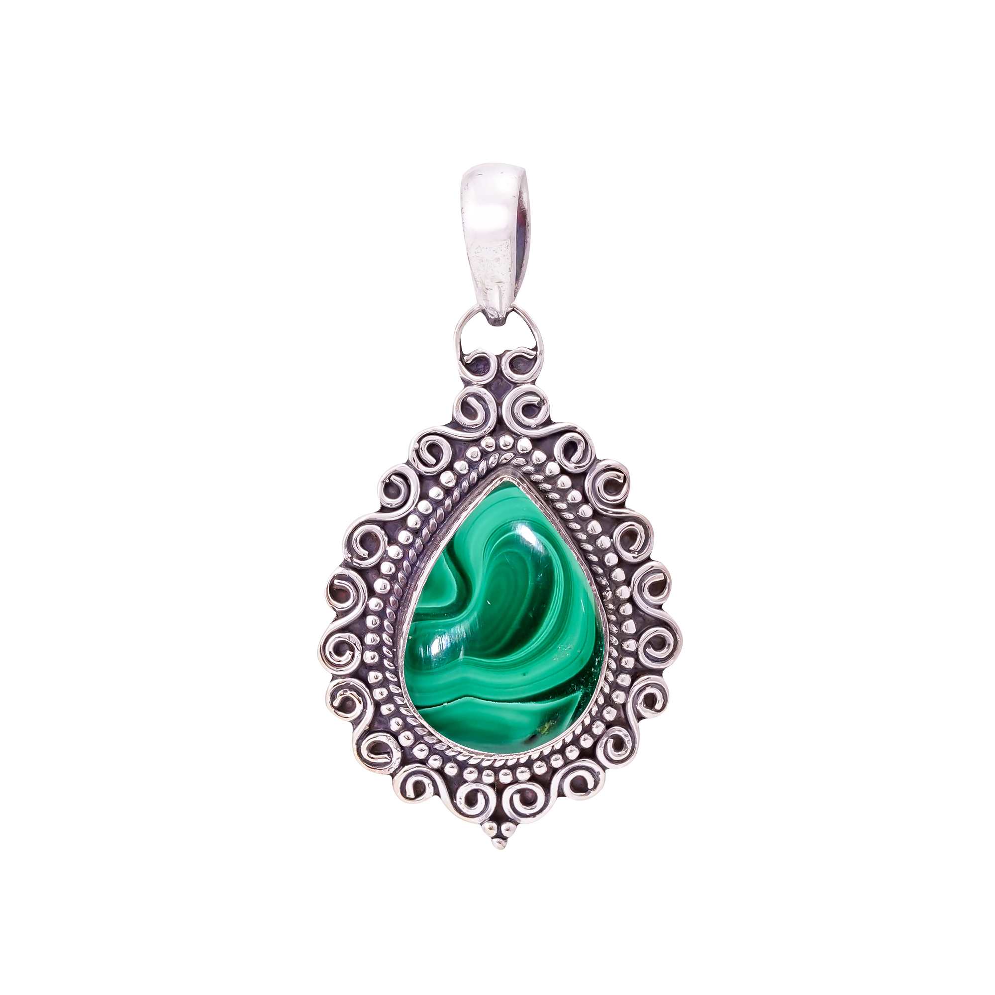 Malachite - Congo 925 Solid Sterling Silver Pendant