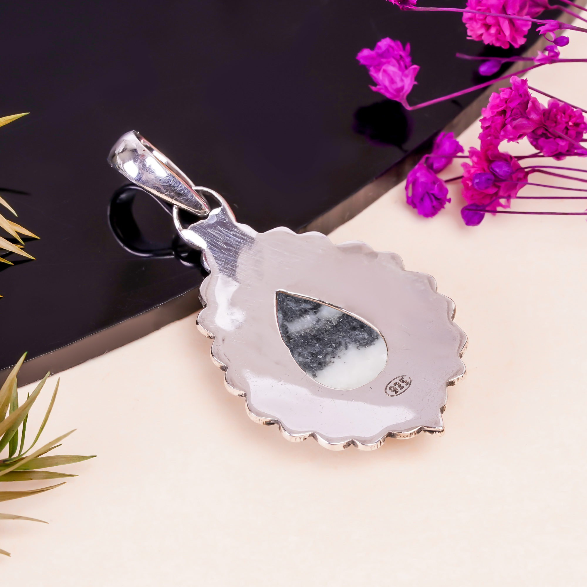 White Buffalo Turquoise - Nevada 925 Solid Sterling Silver Pendant