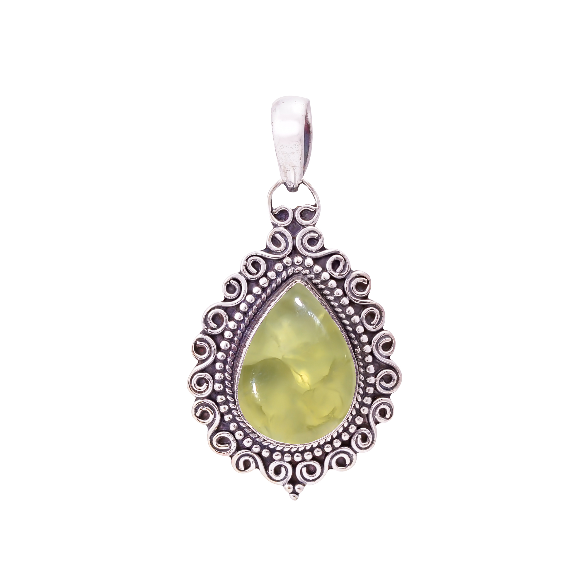 Prehnite - South Africa 925 Solid Sterling Silver Pendant
