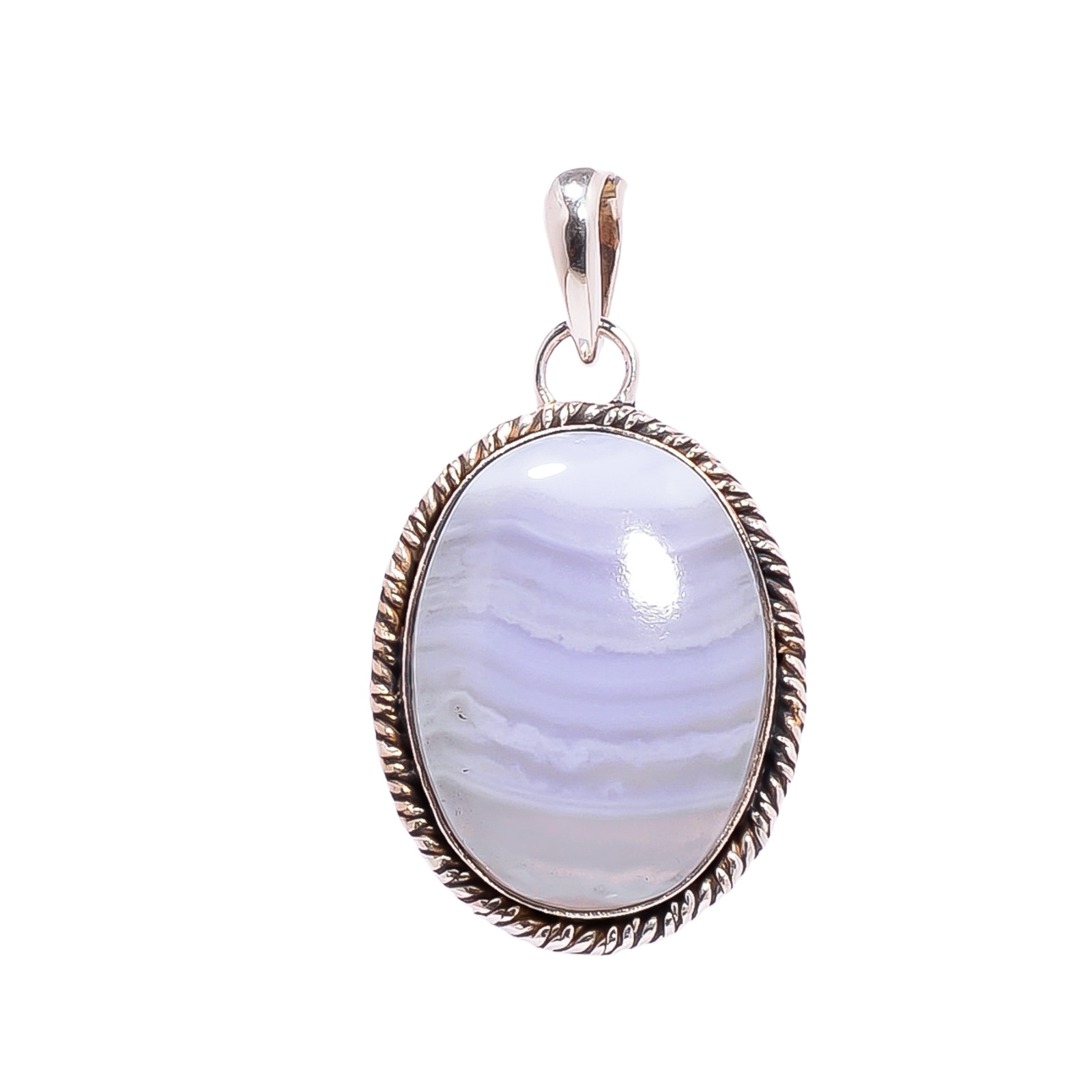 Blue Lace Agate - Namibia 925 Solid Sterling Silver Pendant