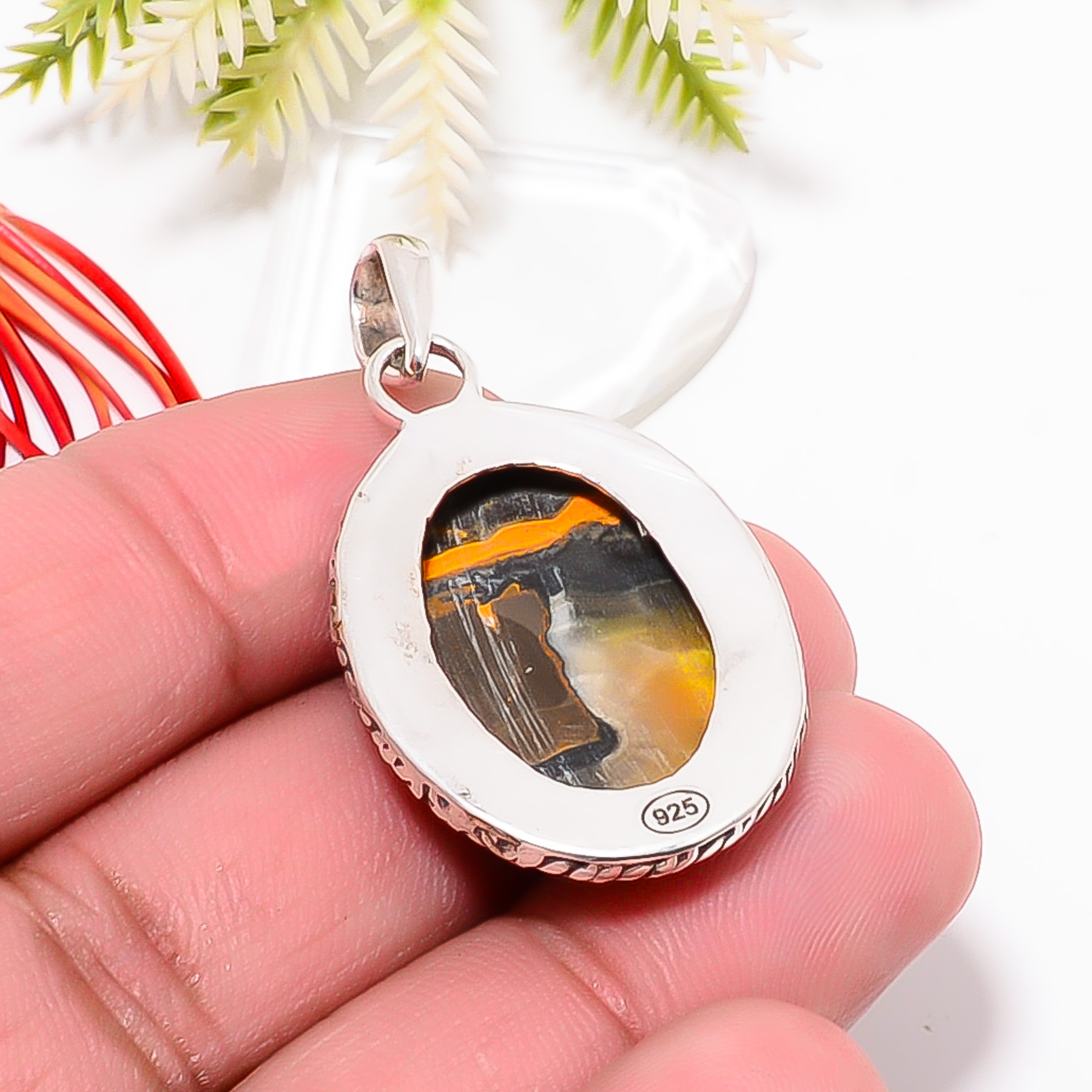 Bumble Bee Jasper - Indonesia 925 Solid Sterling Silver Pendant