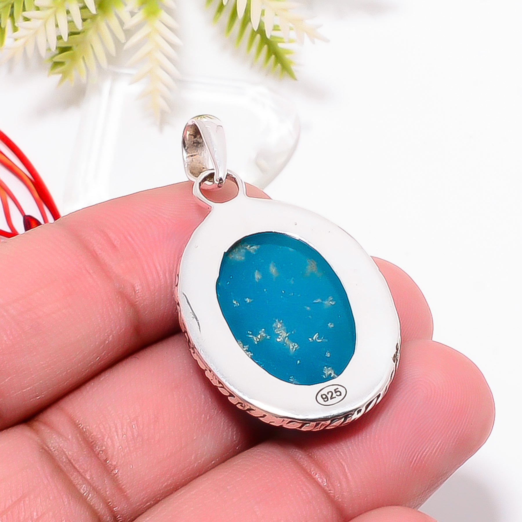 Hemimorphite - Vieille Montagne 925 Solid Sterling Silver Pendant