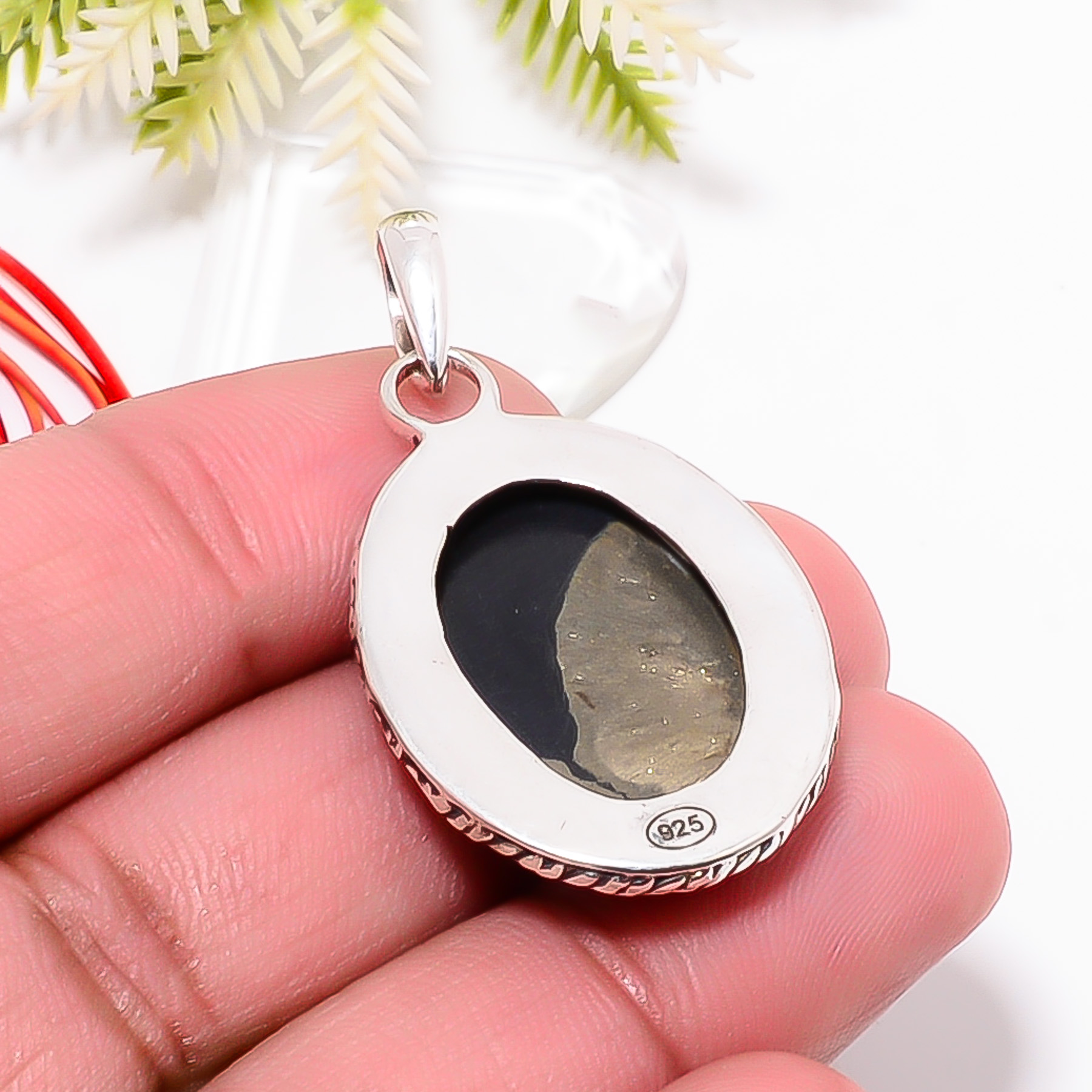 Healer'S Gold Pyrite In Magnetite 925 Solid Sterling Silver Pendant