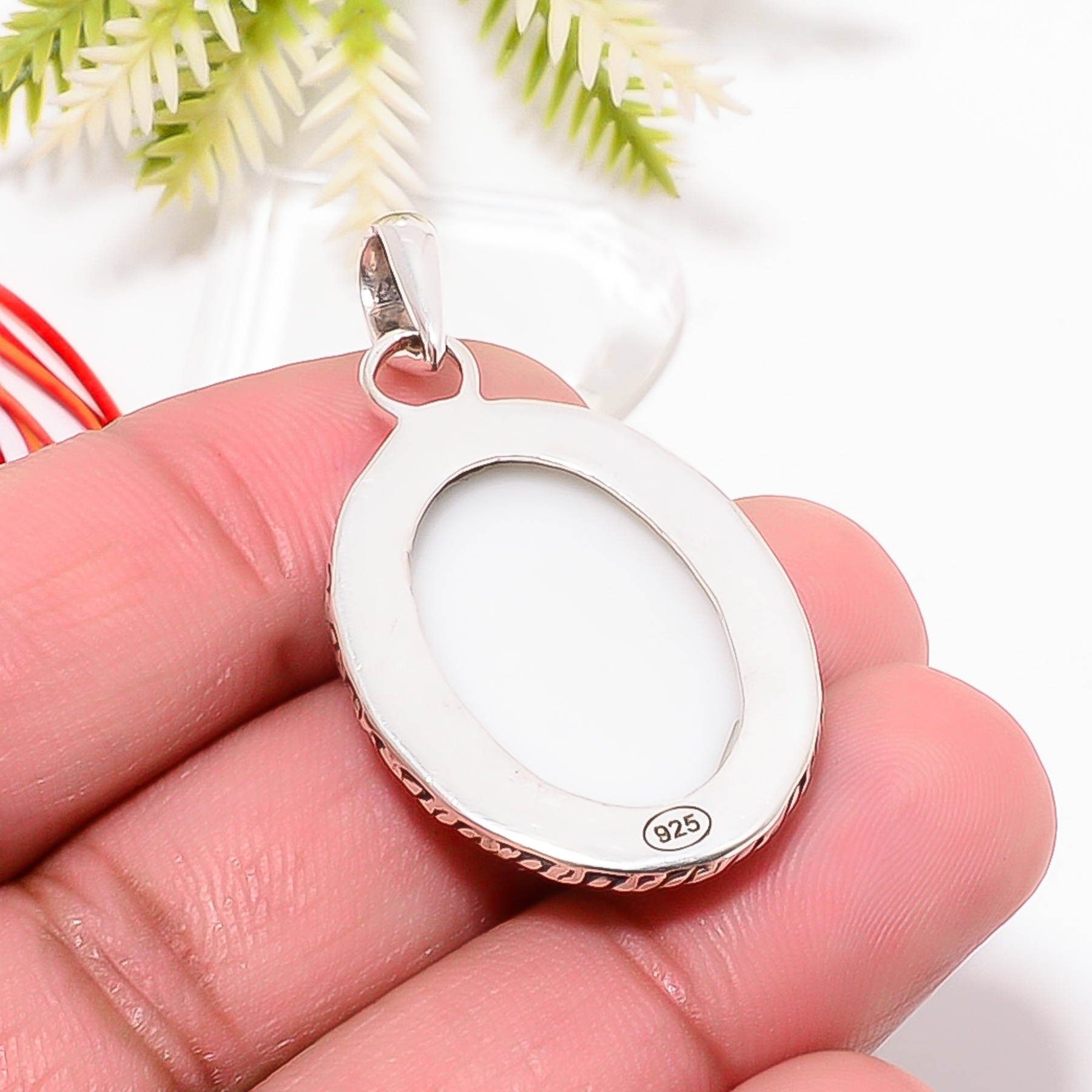 White Coral - Simulated 925 Solid Sterling Silver Pendant